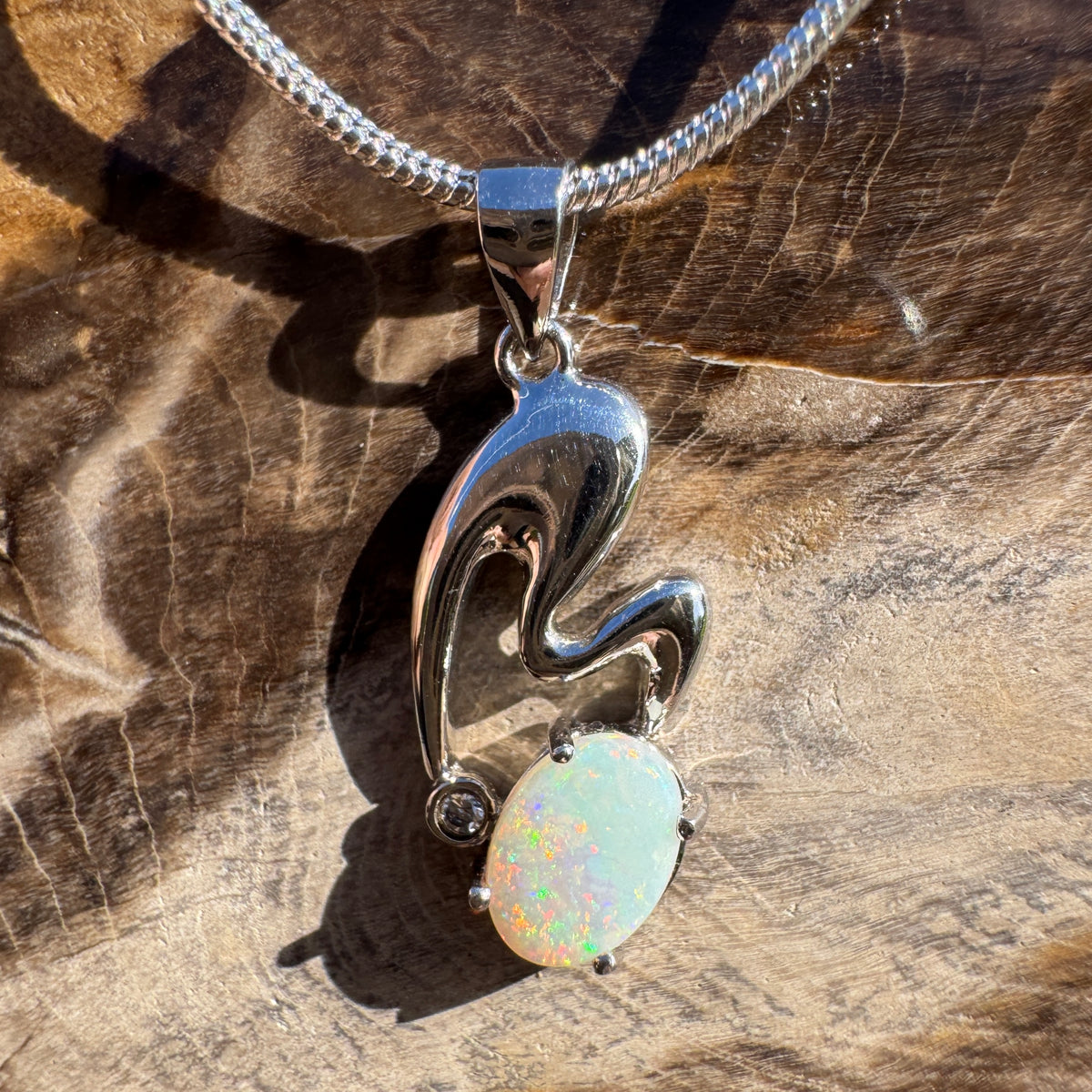 0.5ct Coober Pedy Opal Pendant Necklace ~ 'Thargomindah Glow' | 925 Sterling Silver | Solid Australian Opal