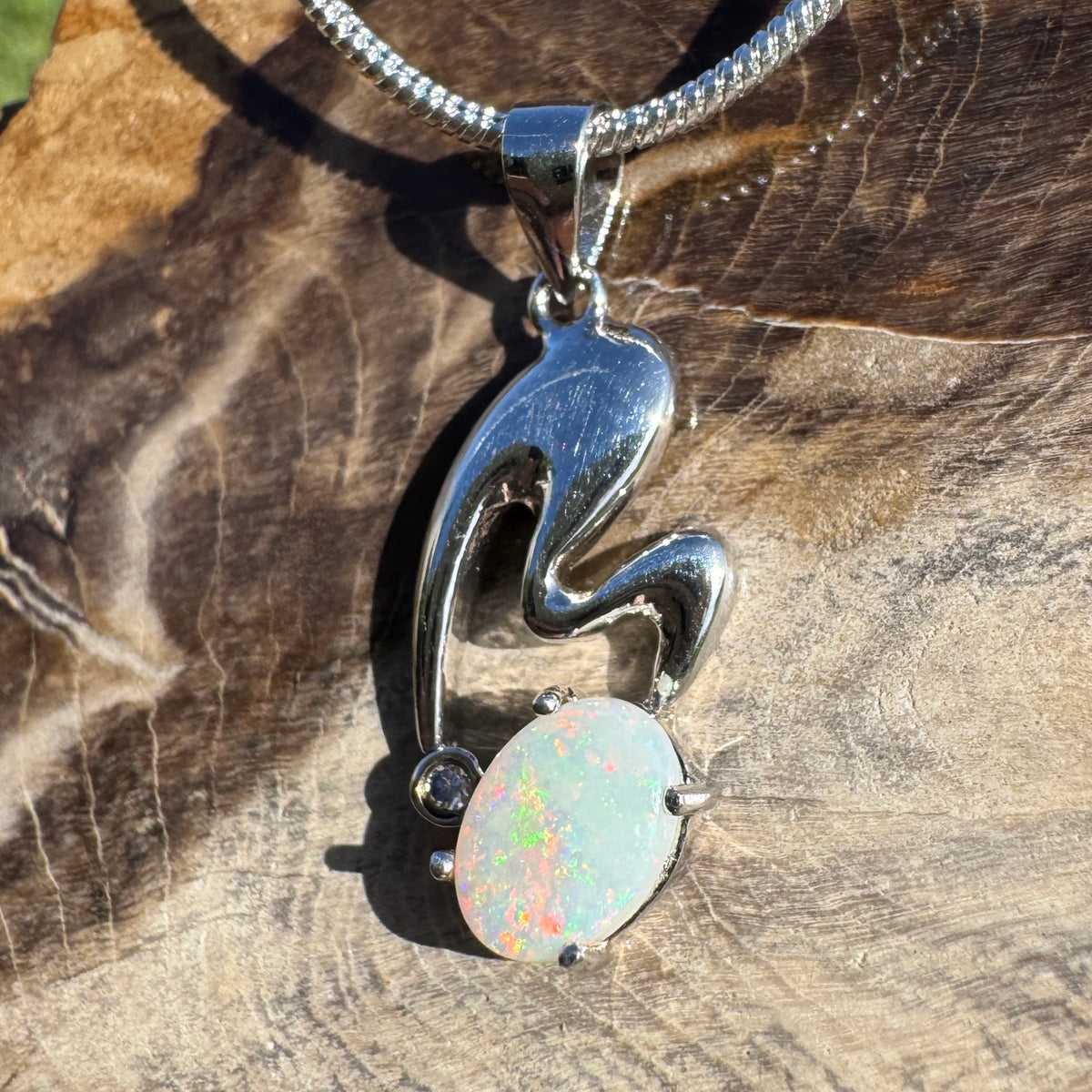 0.5ct Coober Pedy Opal Pendant Necklace ~ 'Thargomindah Glow' | 925 Sterling Silver | Solid Australian Opal