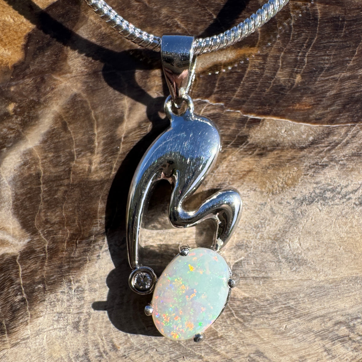 0.5ct Coober Pedy Opal Pendant Necklace ~ 'Thargomindah Glow' | 925 Sterling Silver | Solid Australian Opal