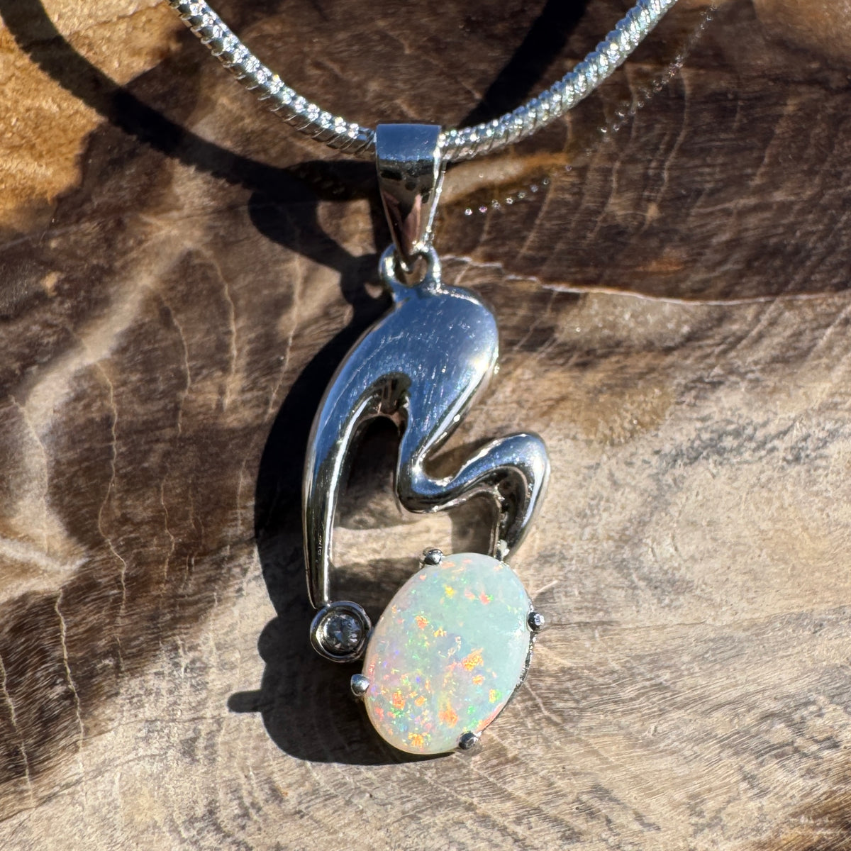 0.5ct Coober Pedy Opal Pendant Necklace ~ 'Thargomindah Glow' | 925 Sterling Silver | Solid Australian Opal