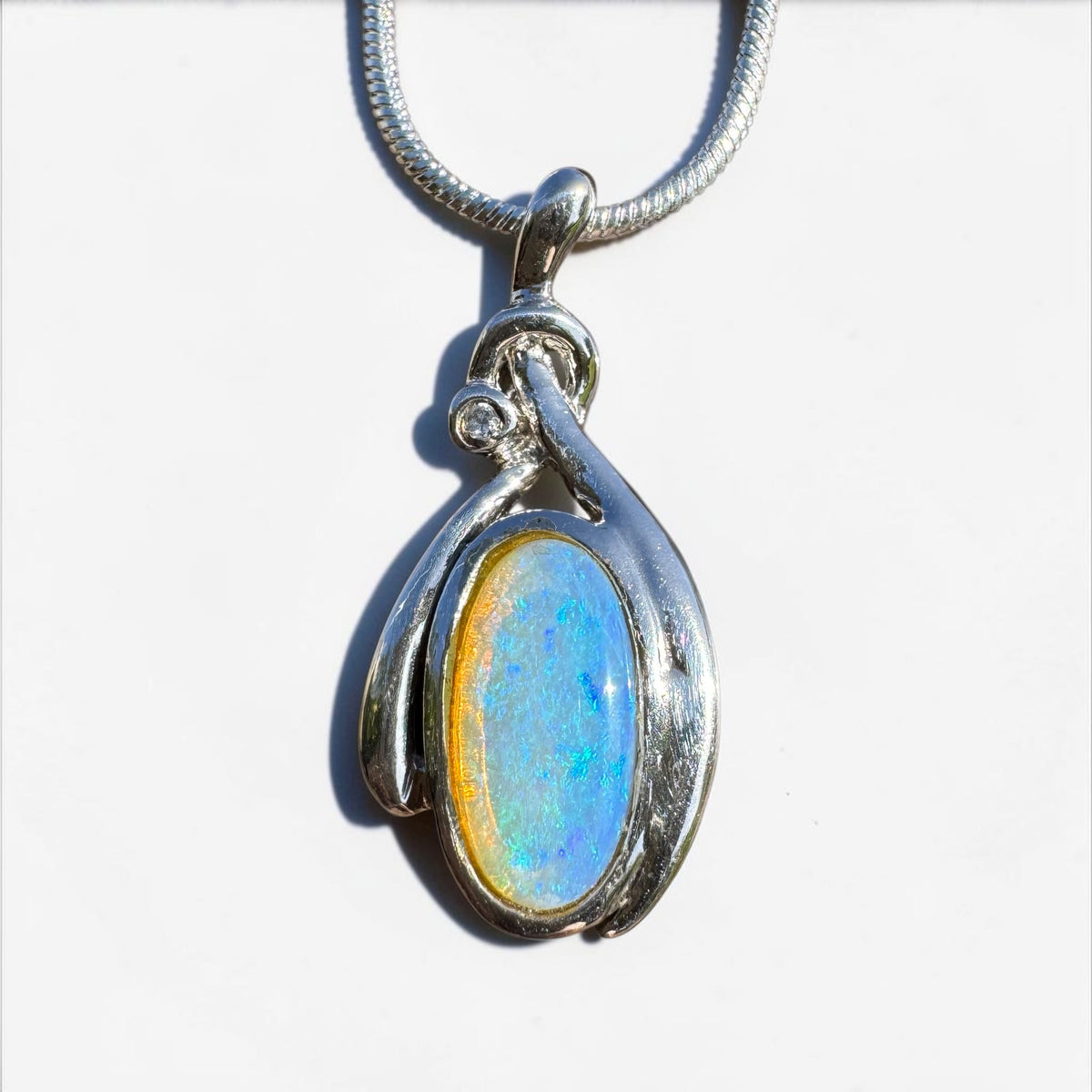 1.4ct Lightning Ridge Opal Pendant Necklace ~ 'Nimbin Blue' | 925 Sterling Silver | Solid Australian Opal