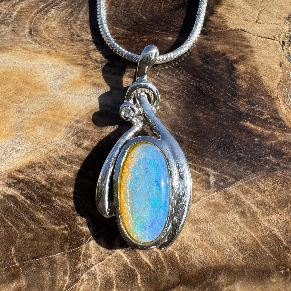 1.4ct Lightning Ridge Opal Pendant Necklace ~ 'Nimbin Blue' | 925 Sterling Silver | Solid Australian Opal