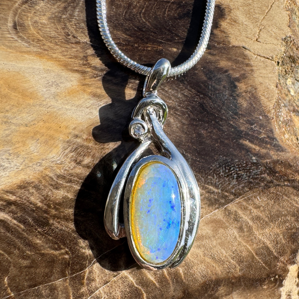 1.4ct Lightning Ridge Opal Pendant Necklace ~ 'Nimbin Blue' | 925 Sterling Silver | Solid Australian Opal