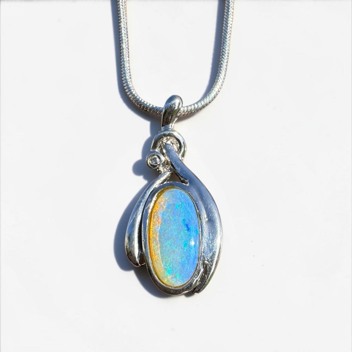 1.4ct Lightning Ridge Opal Pendant Necklace ~ 'Nimbin Blue' | 925 Sterling Silver | Solid Australian Opal