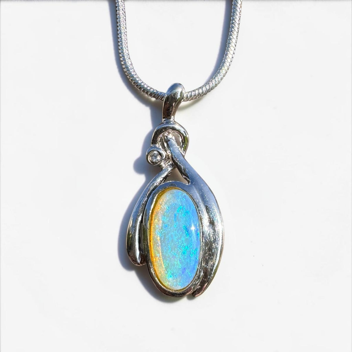 1.4ct Lightning Ridge Opal Pendant Necklace ~ 'Nimbin Blue' | 925 Sterling Silver | Solid Australian Opal
