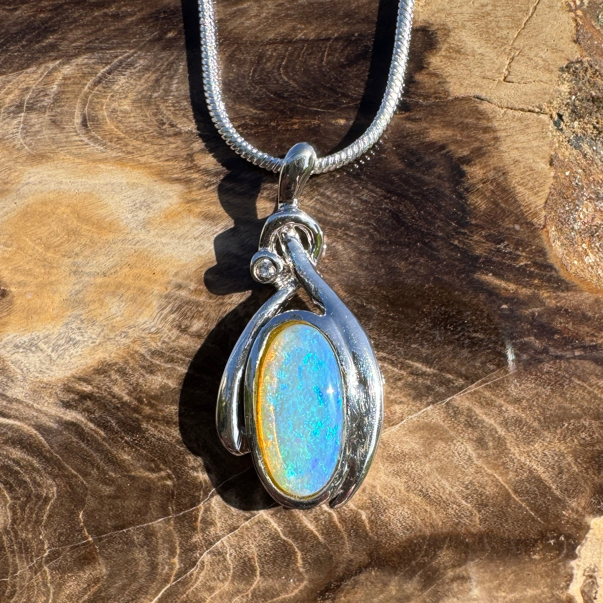 1.4ct Lightning Ridge Opal Pendant Necklace ~ 'Nimbin Blue' | 925 Sterling Silver | Solid Australian Opal