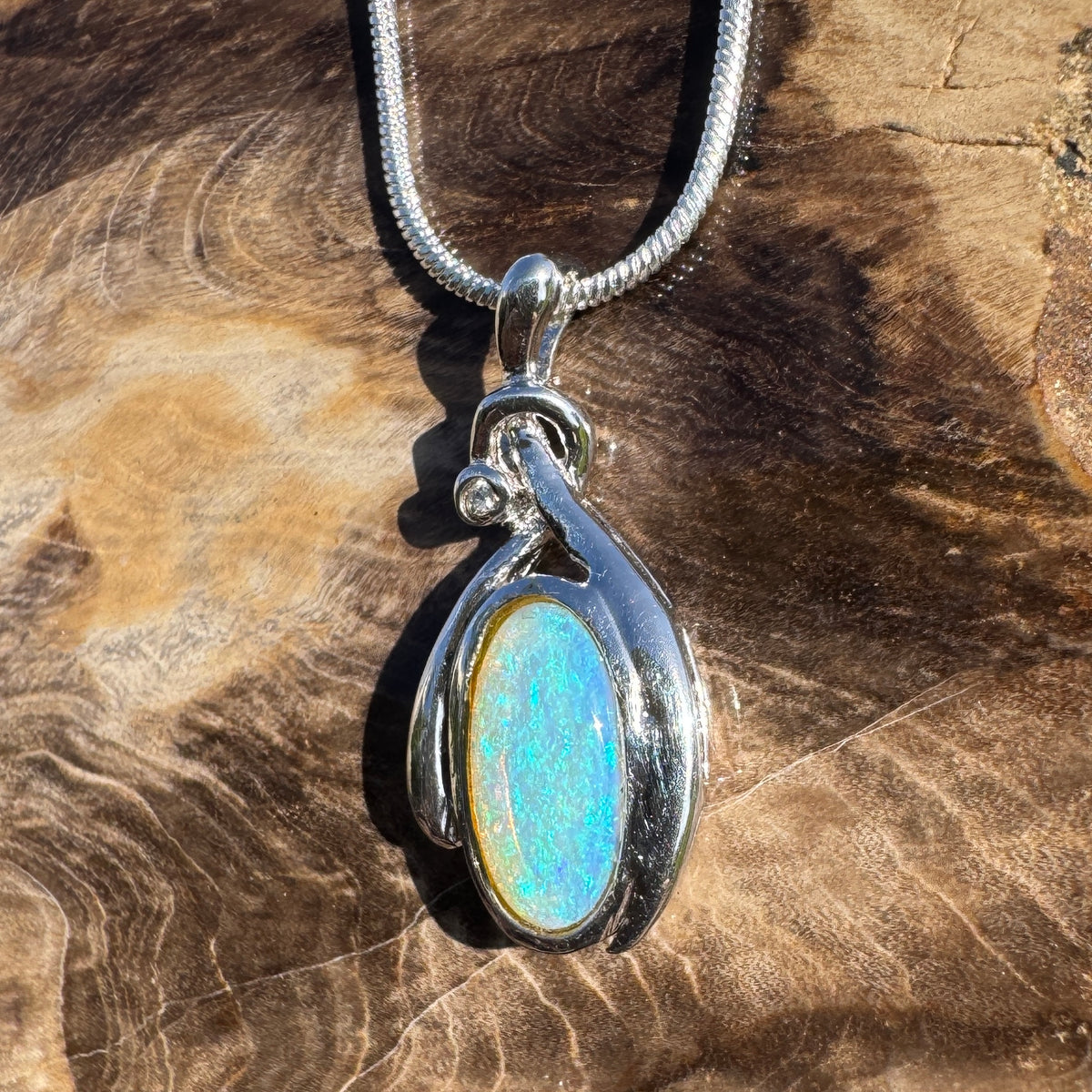 1.4ct Lightning Ridge Opal Pendant Necklace ~ 'Nimbin Blue' | 925 Sterling Silver | Solid Australian Opal