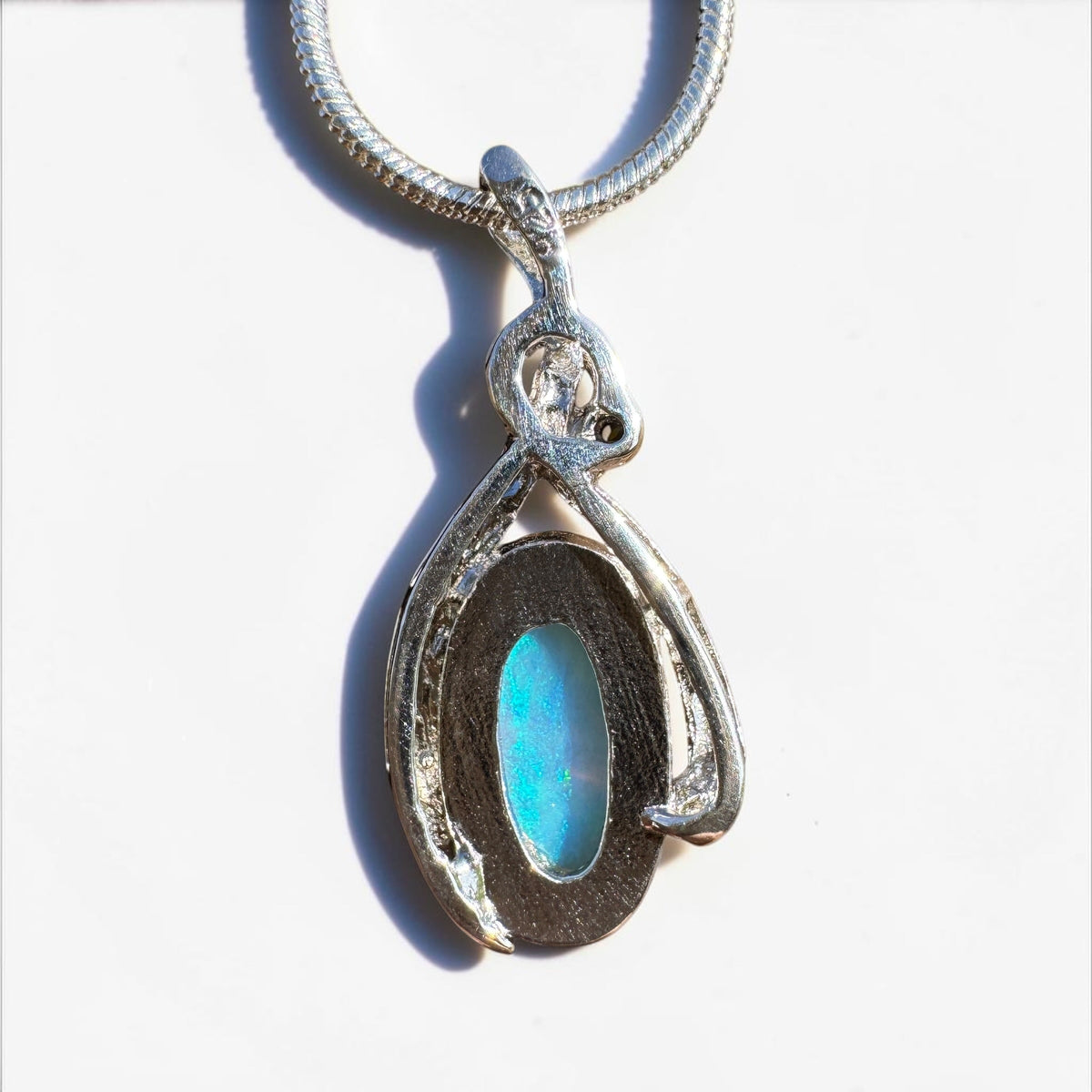 1.4ct Lightning Ridge Opal Pendant Necklace ~ 'Nimbin Blue' | 925 Sterling Silver | Solid Australian Opal