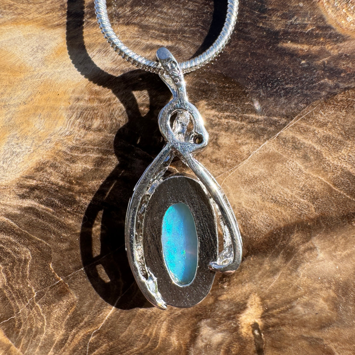 1.4ct Lightning Ridge Opal Pendant Necklace ~ 'Nimbin Blue' | 925 Sterling Silver | Solid Australian Opal