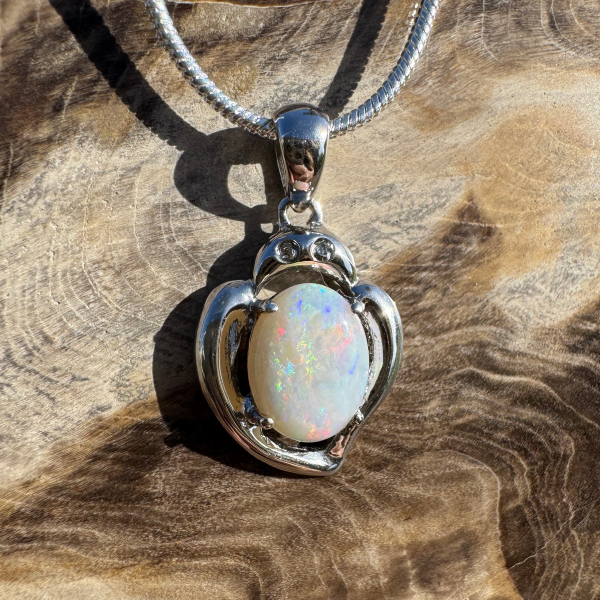 1ct Coober Pedy Opal Pendant Necklace ~ 'Corryong Glow' | 925 Sterling Silver | Solid Australian Opal