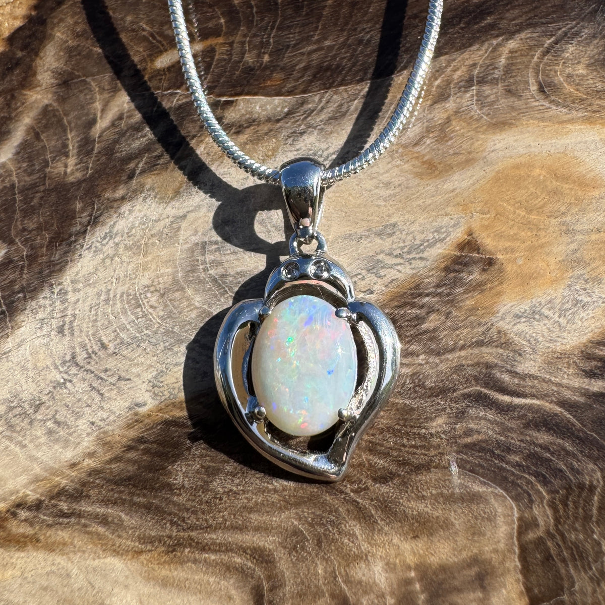 1ct Coober Pedy Opal Pendant Necklace ~ 'Corryong Glow' | 925 Sterling Silver | Solid Australian Opal
