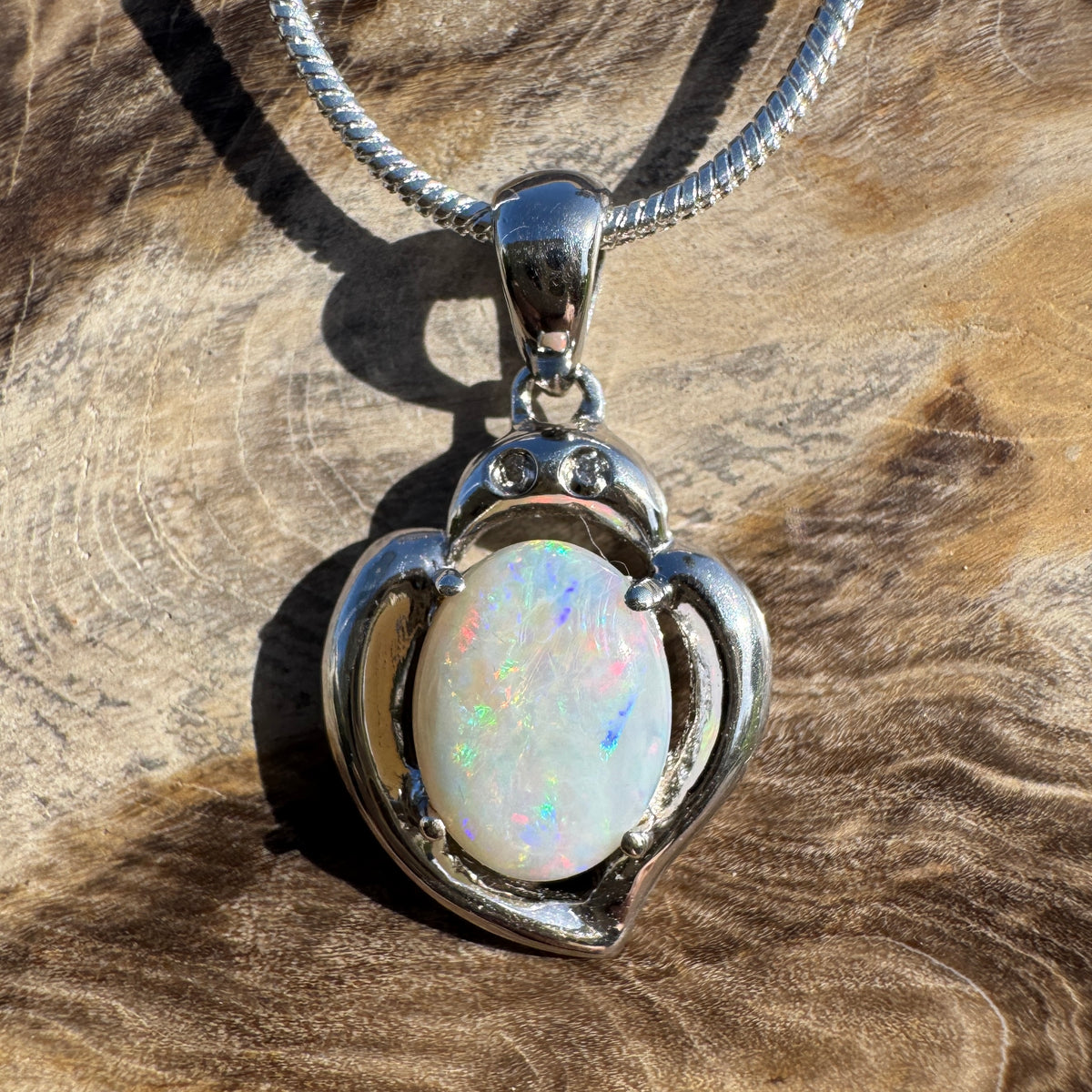 1ct Coober Pedy Opal Pendant Necklace ~ 'Corryong Glow' | 925 Sterling Silver | Solid Australian Opal
