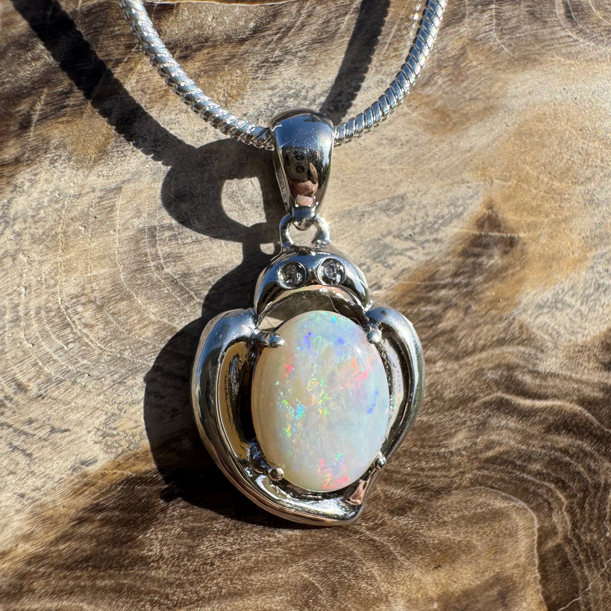 1ct Coober Pedy Opal Pendant Necklace ~ 'Corryong Glow' | 925 Sterling Silver | Solid Australian Opal