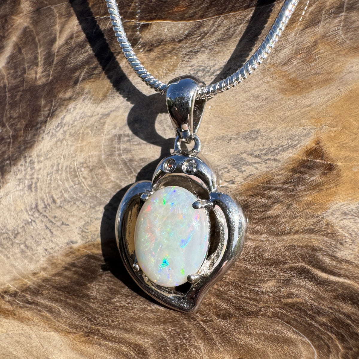 1ct Coober Pedy Opal Pendant Necklace ~ 'Corryong Glow' | 925 Sterling Silver | Solid Australian Opal