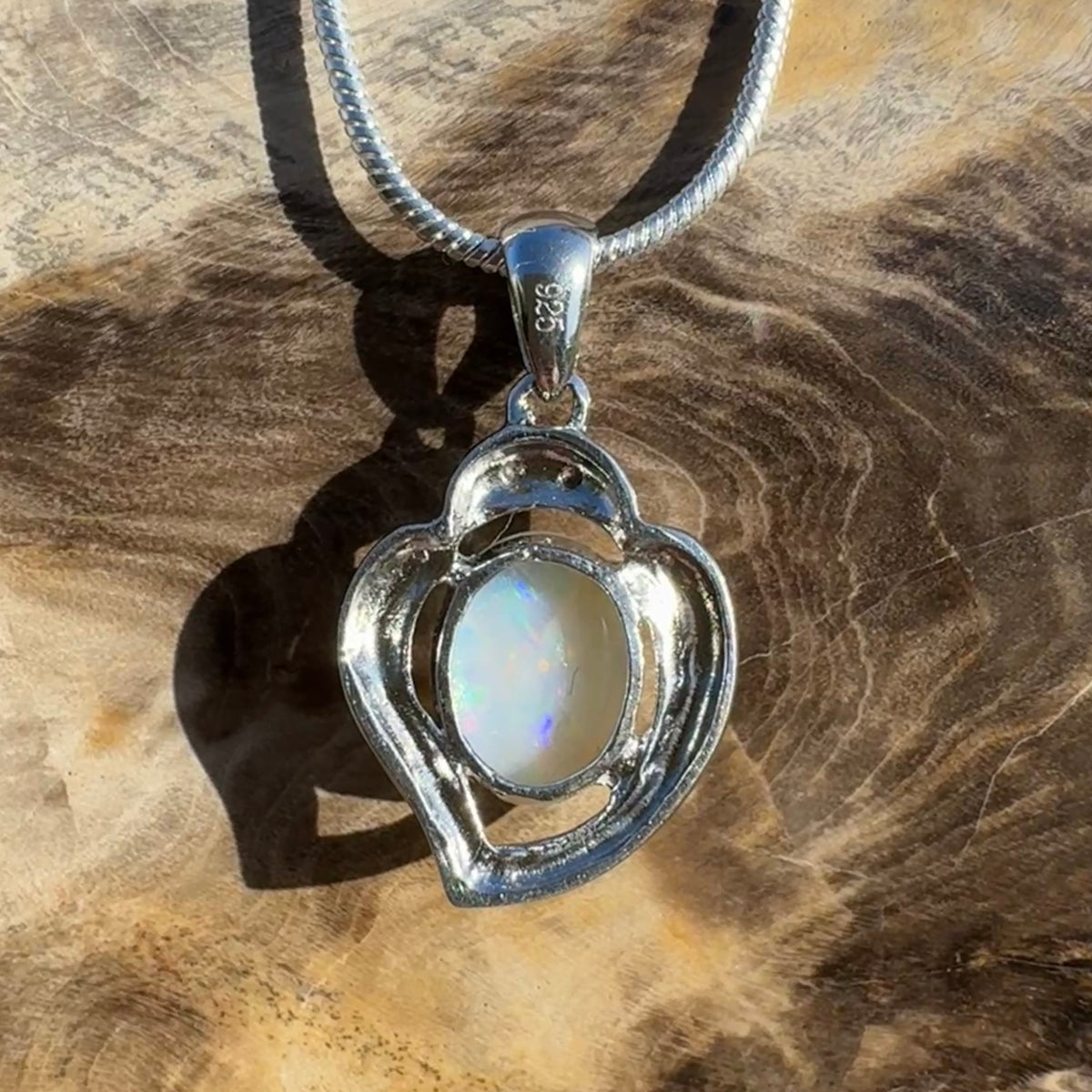 1ct Coober Pedy Opal Pendant Necklace ~ 'Corryong Glow' | 925 Sterling Silver | Solid Australian Opal