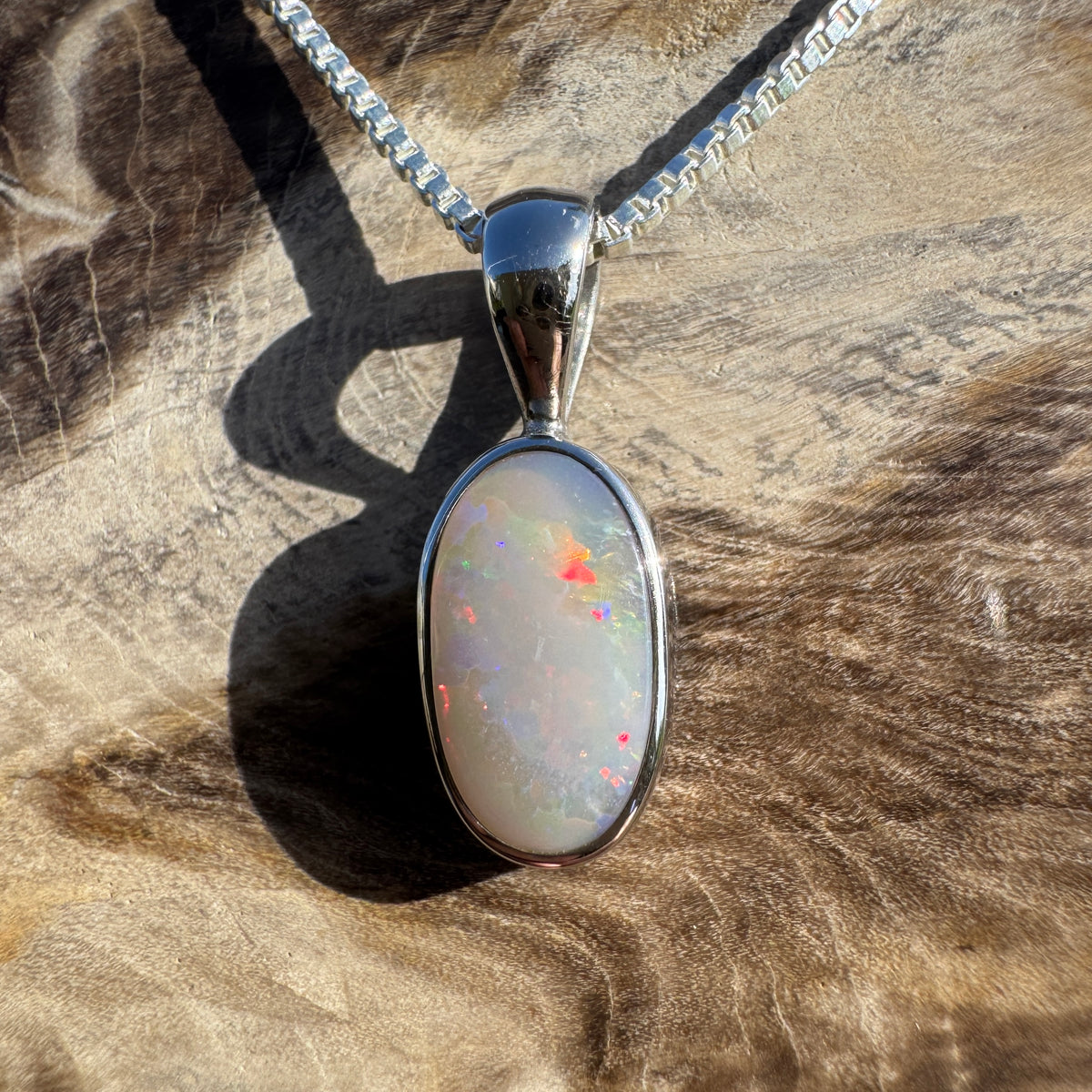 2.1ct Lightning Ridge Opal Pendant Necklace ~ 'Collarenebri Firelight' | 925 Sterling Silver | Solid Australian Opal
