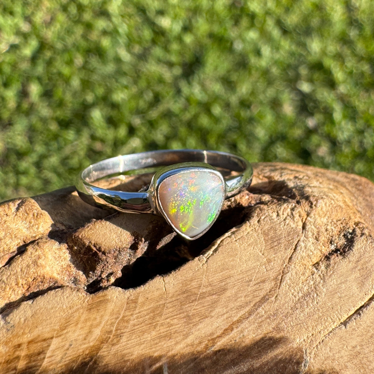 0.7ct Lightning Ridge Opal Ring ~ 'Woolgoolga Ember' | 925 Sterling Silver | Solid Australian Opal