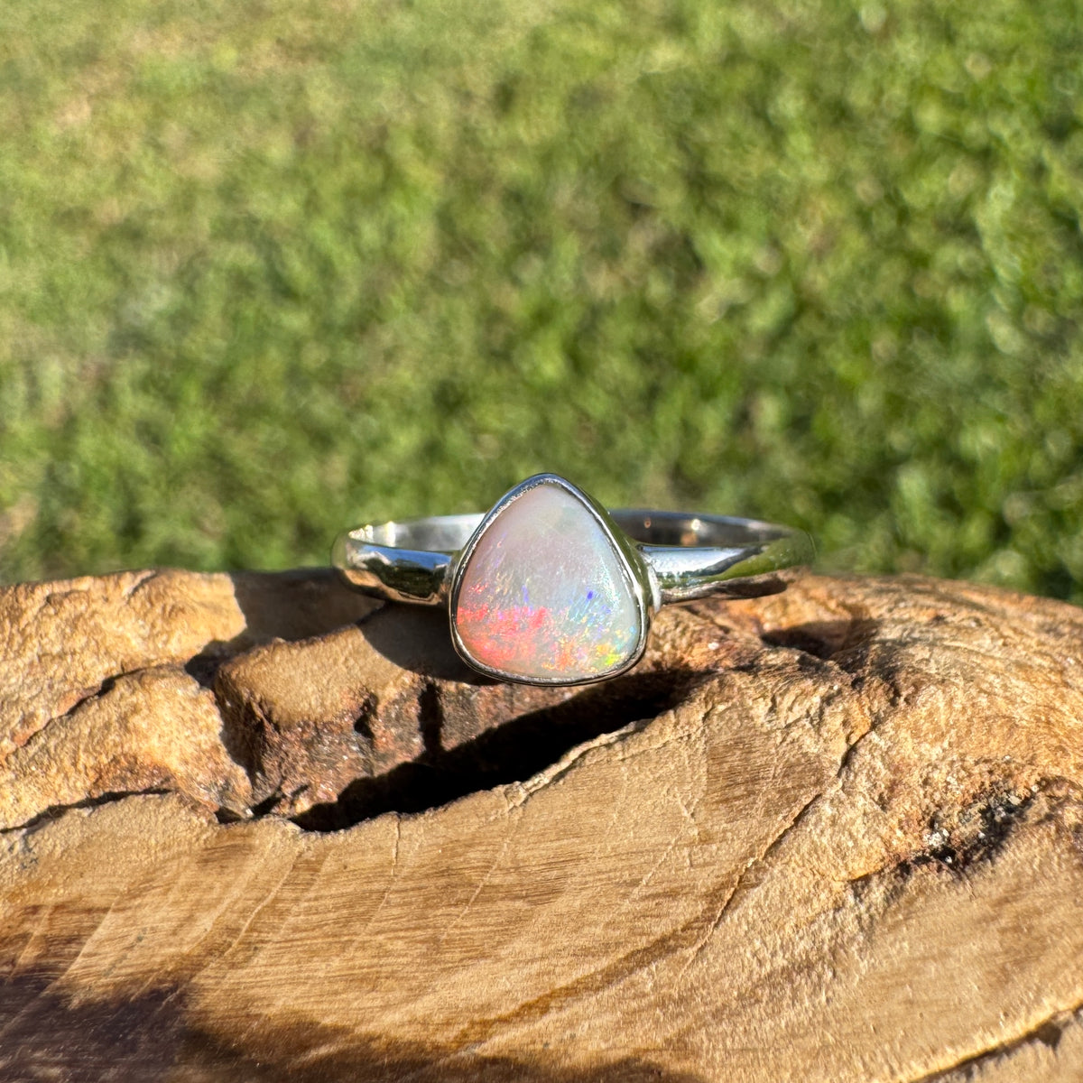 0.7ct Lightning Ridge Opal Ring ~ 'Woolgoolga Ember' | 925 Sterling Silver | Solid Australian Opal