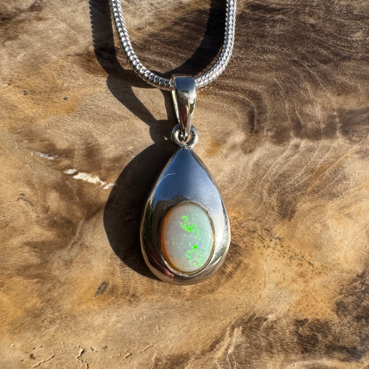 0.5ct Coober Pedy Opal Pendant Necklace ~ 'Betoota Ember' | 925 Sterling Silver | Solid Australian Opal