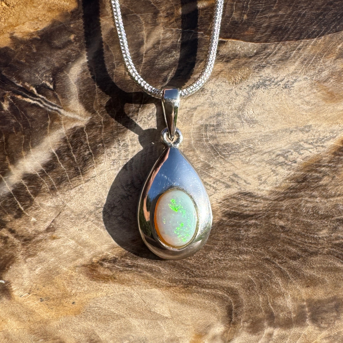 0.5ct Coober Pedy Opal Pendant Necklace ~ 'Betoota Ember' | 925 Sterling Silver | Solid Australian Opal
