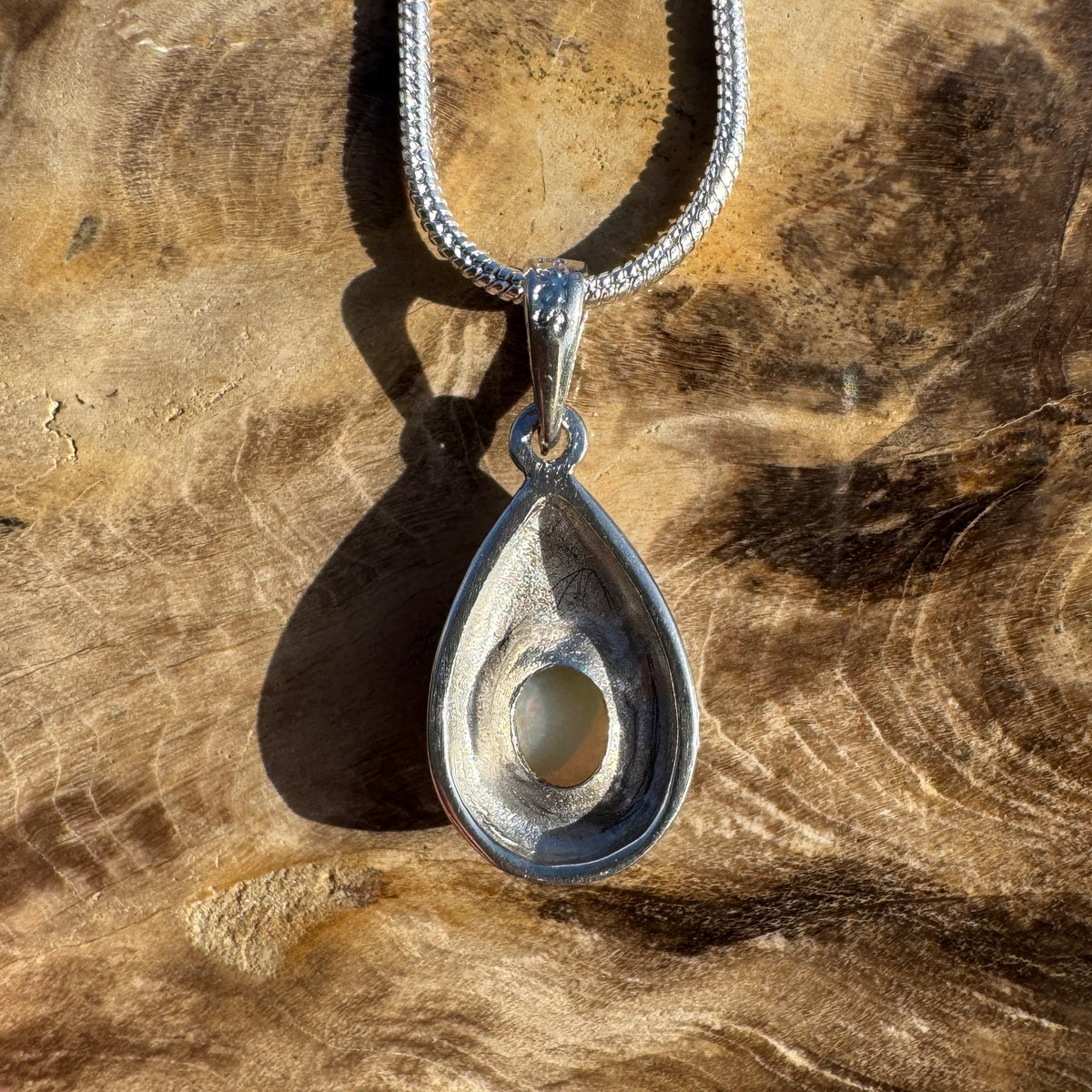 0.5ct Coober Pedy Opal Pendant Necklace ~ 'Betoota Ember' | 925 Sterling Silver | Solid Australian Opal