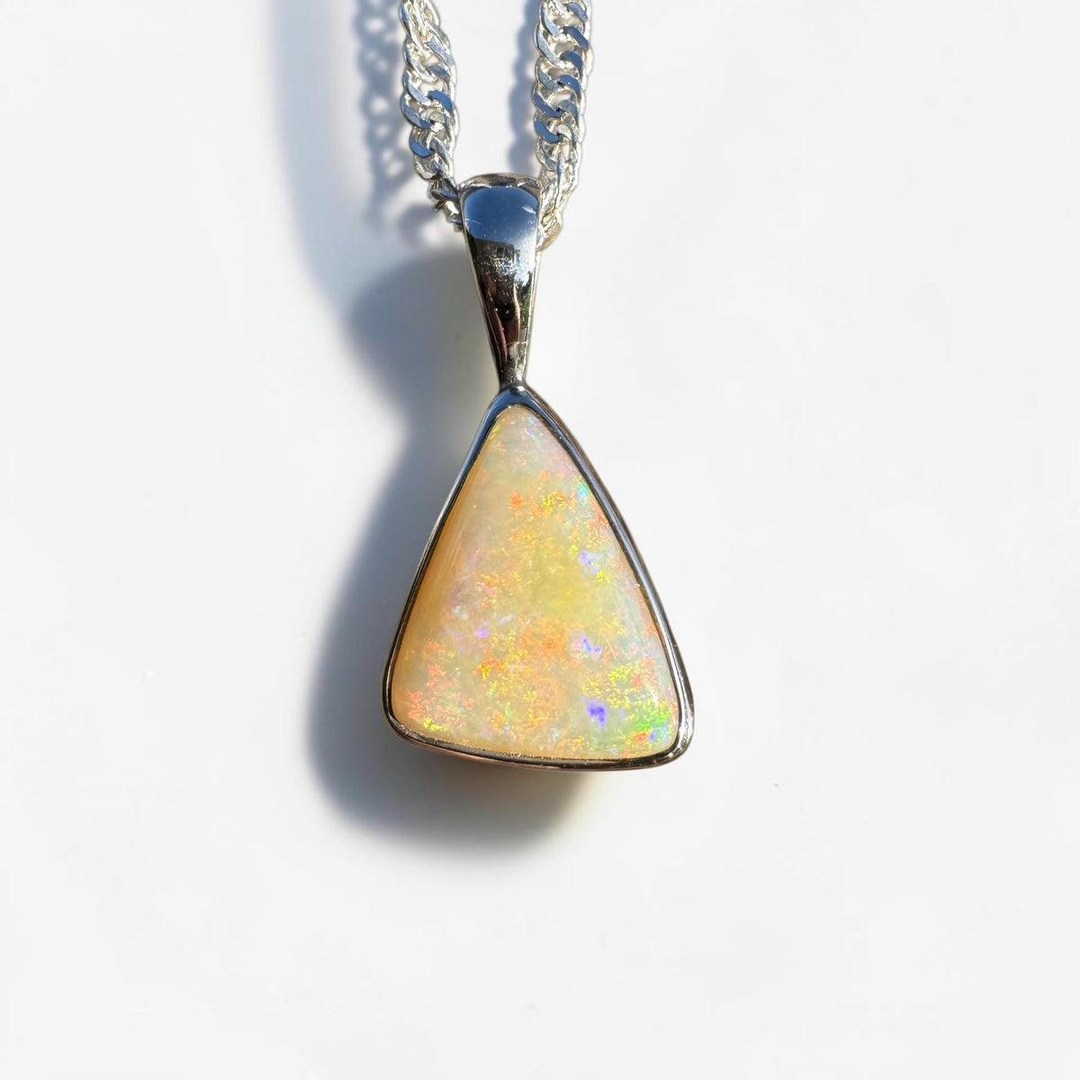 1.6ct Coober Pedy Opal Pendant Necklace ~ 'Robe Ember' | 925 Sterling Silver | Solid Australian Opal