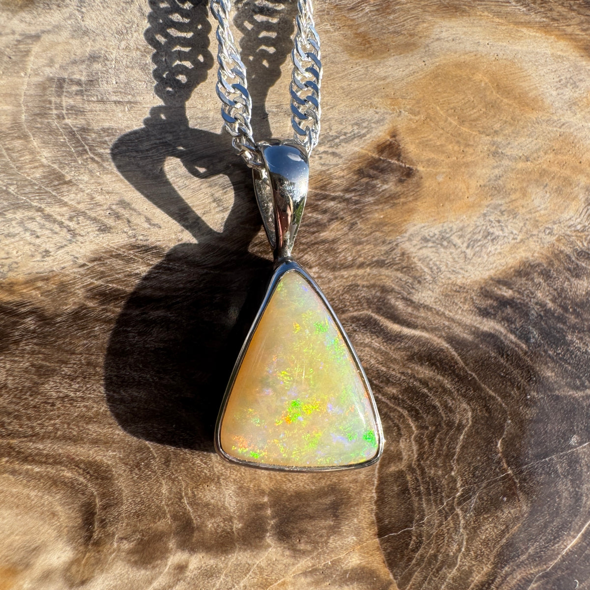 1.6ct Coober Pedy Opal Pendant Necklace ~ 'Robe Ember' | 925 Sterling Silver | Solid Australian Opal