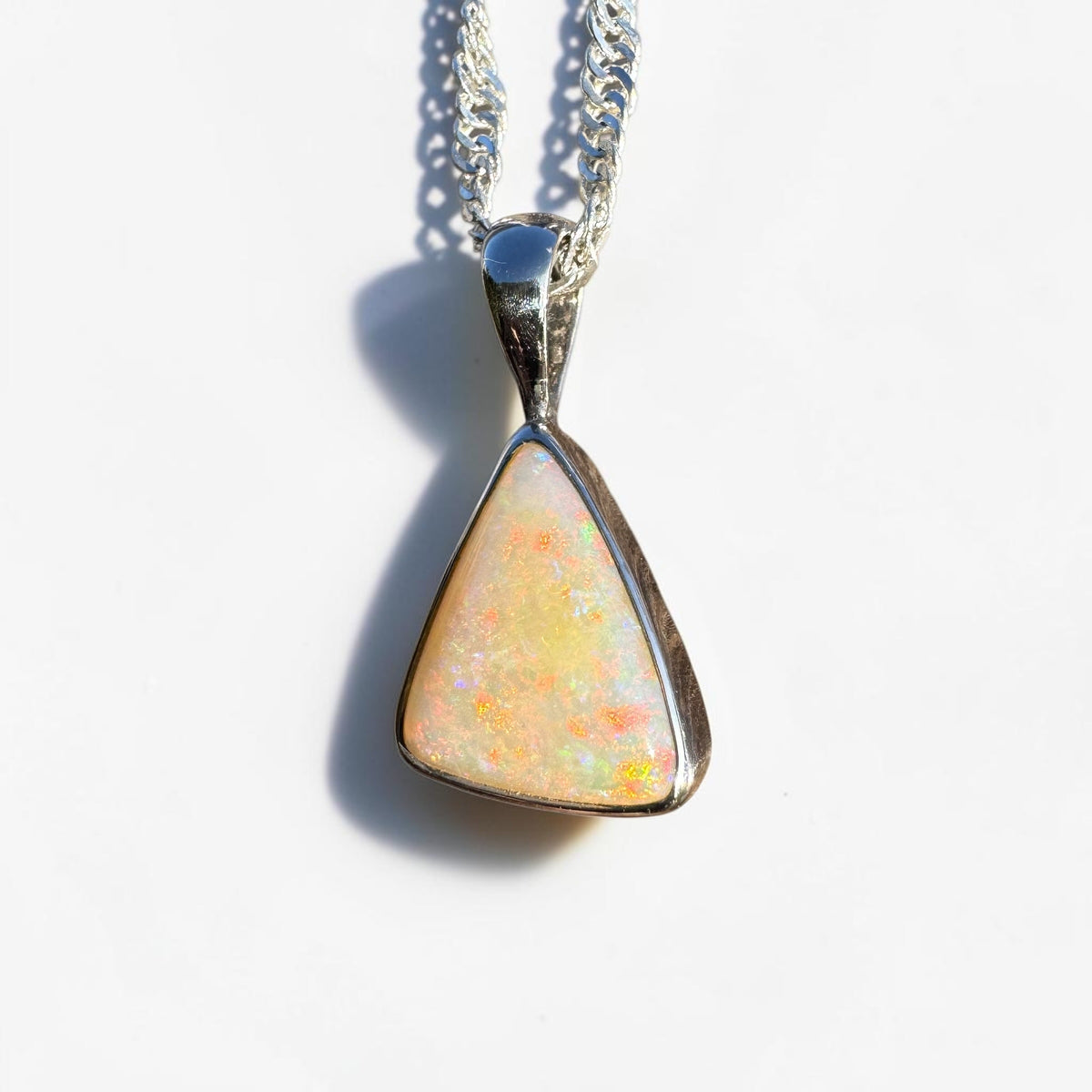 1.6ct Coober Pedy Opal Pendant Necklace ~ 'Robe Ember' | 925 Sterling Silver | Solid Australian Opal