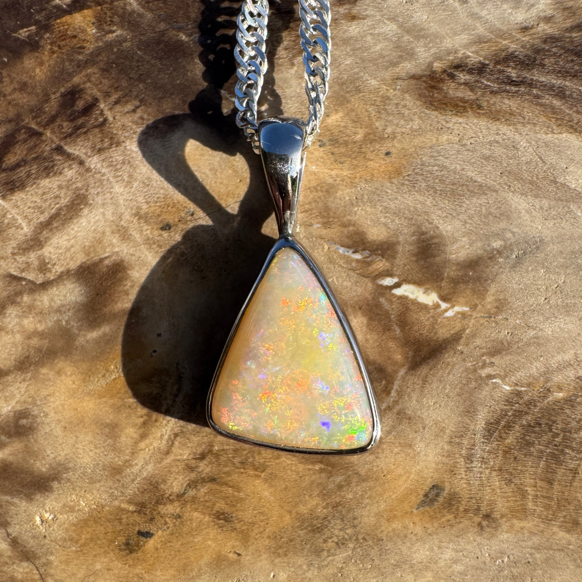 1.6ct Coober Pedy Opal Pendant Necklace ~ 'Robe Ember' | 925 Sterling Silver | Solid Australian Opal
