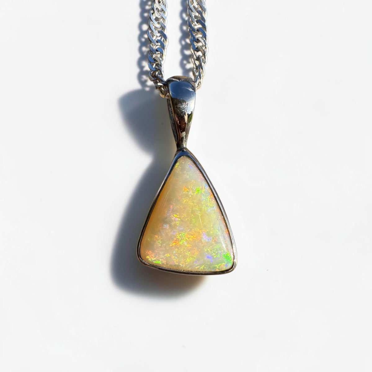 1.6ct Coober Pedy Opal Pendant Necklace ~ 'Robe Ember' | 925 Sterling Silver | Solid Australian Opal