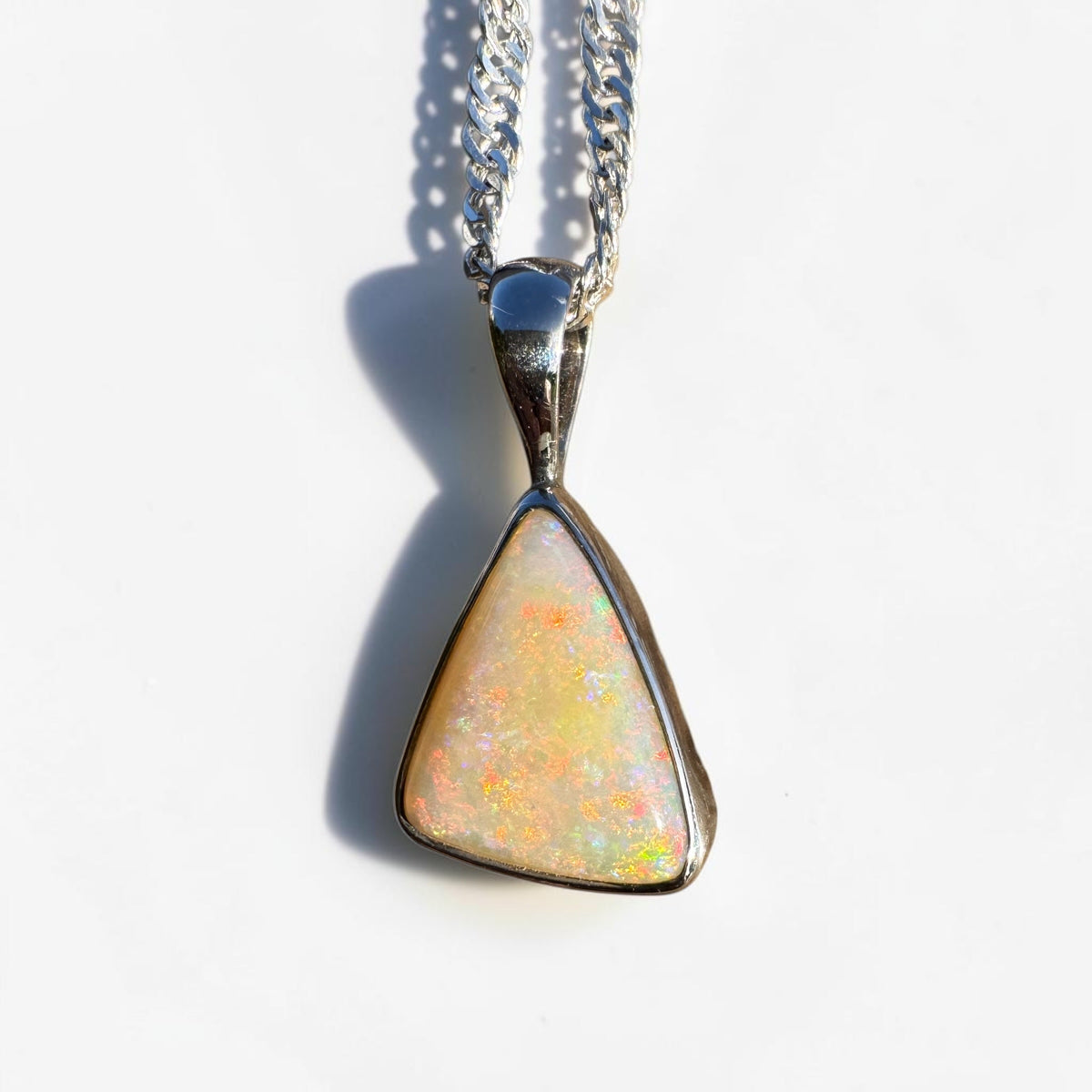 1.6ct Coober Pedy Opal Pendant Necklace ~ 'Robe Ember' | 925 Sterling Silver | Solid Australian Opal