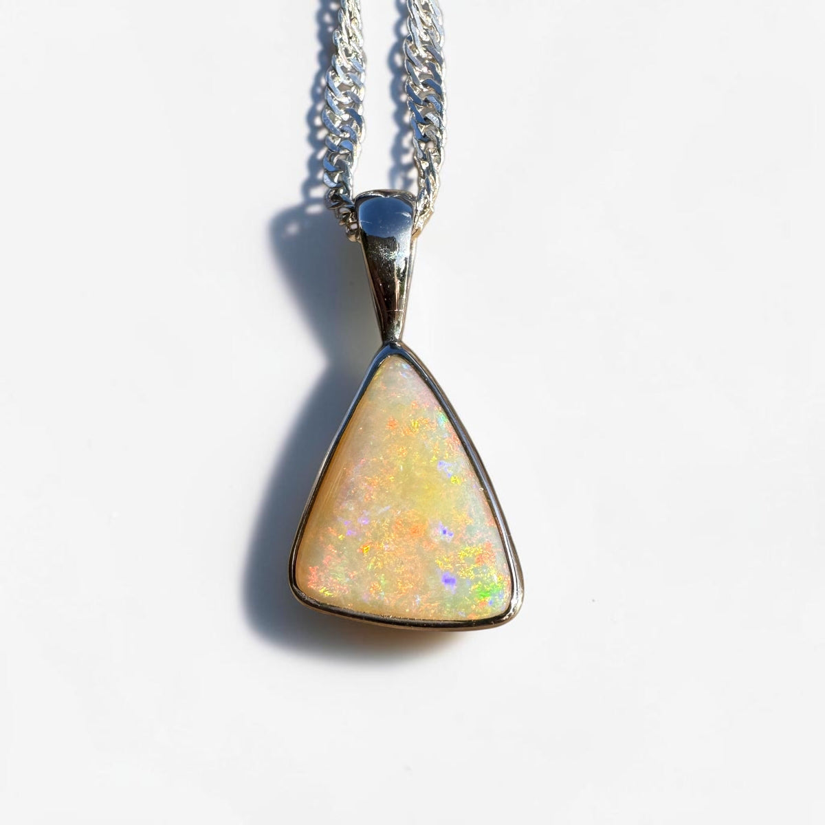 1.6ct Coober Pedy Opal Pendant Necklace ~ 'Robe Ember' | 925 Sterling Silver | Solid Australian Opal