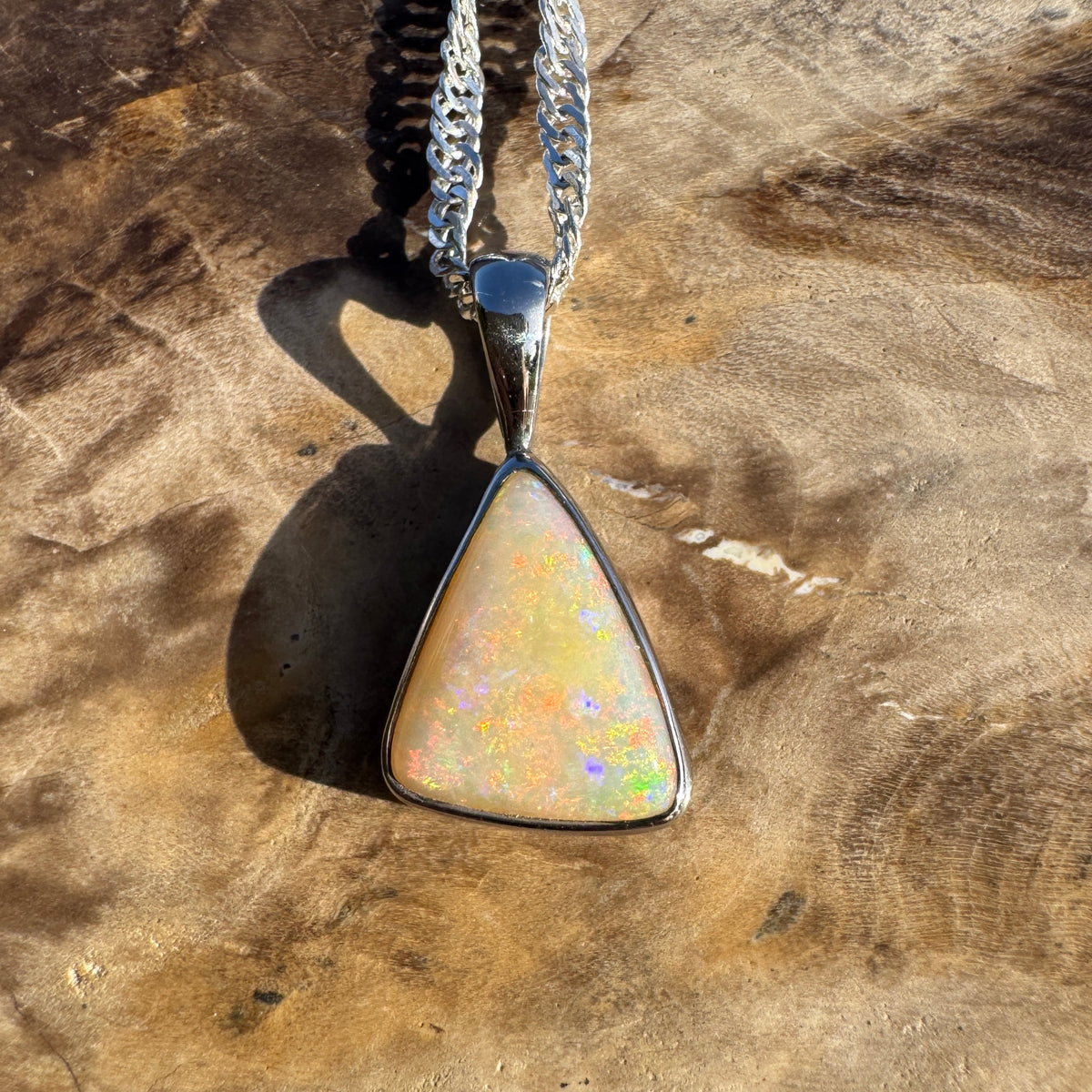 1.6ct Coober Pedy Opal Pendant Necklace ~ 'Robe Ember' | 925 Sterling Silver | Solid Australian Opal
