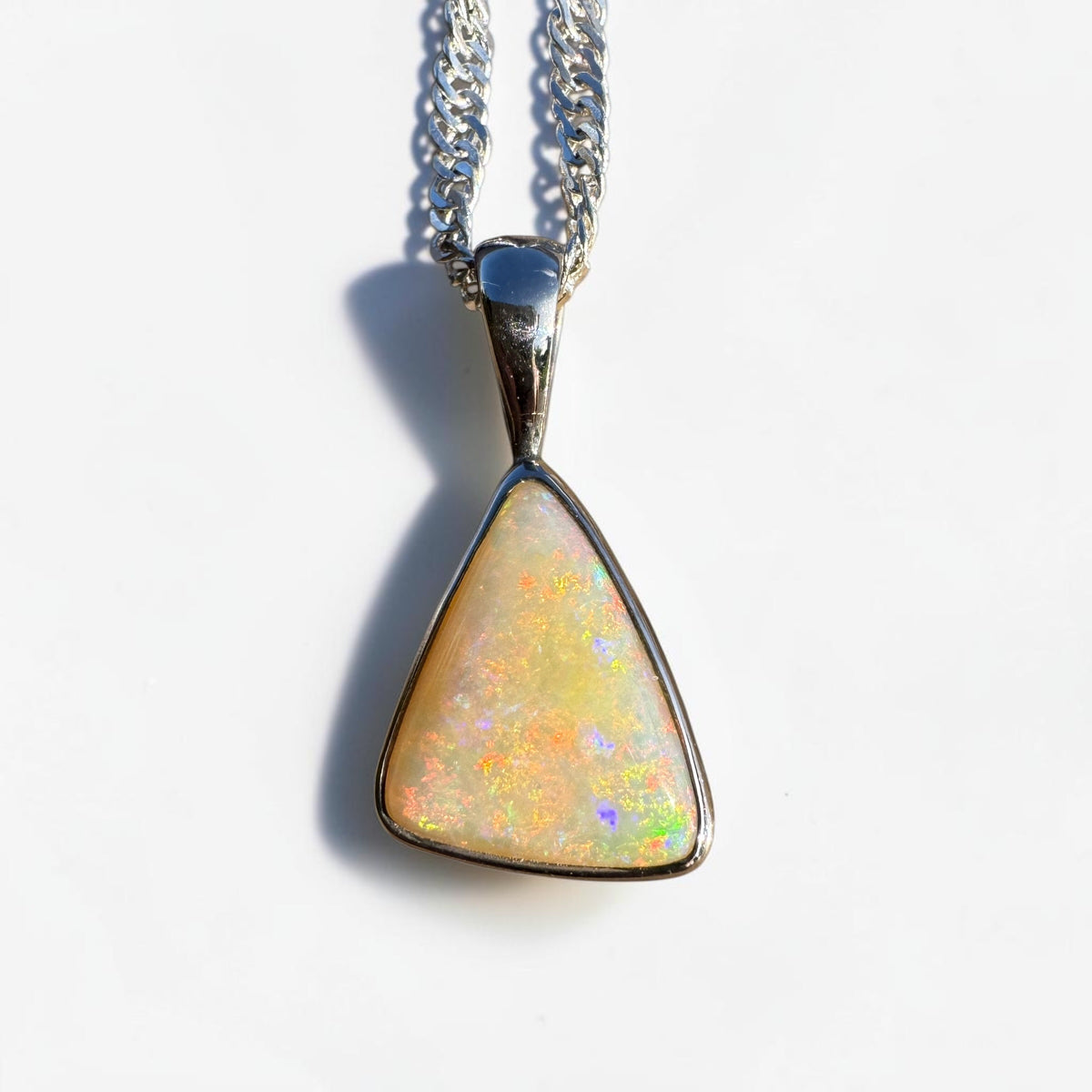 1.6ct Coober Pedy Opal Pendant Necklace ~ 'Robe Ember' | 925 Sterling Silver | Solid Australian Opal