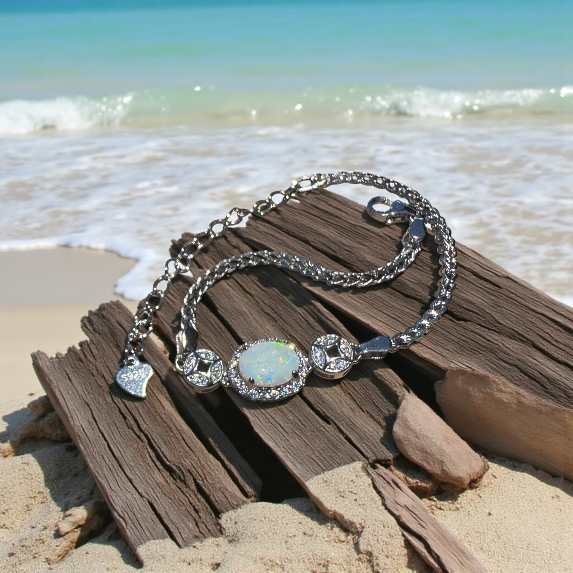 Portsea Dream - 1.1ct Coober Pedy Opal 925 Silver Bracelet