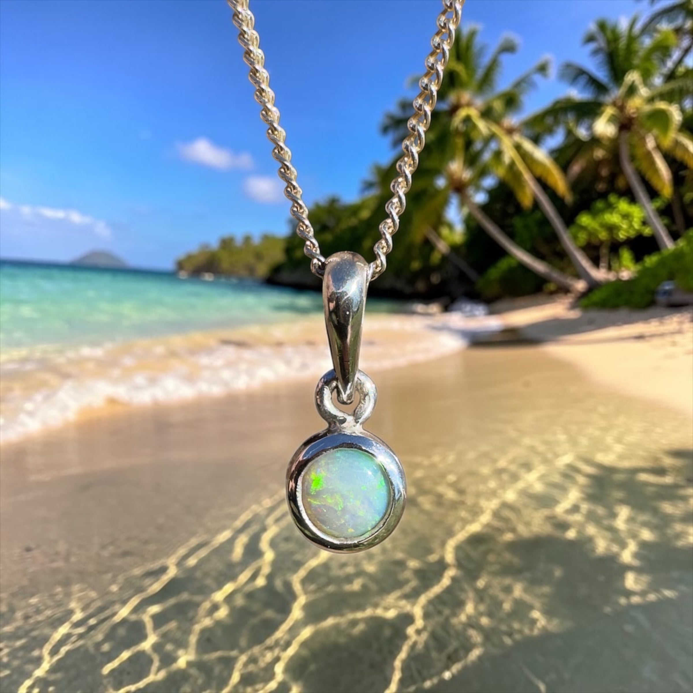 0.3ct Lightning Ridge Opal Pendant Necklace ~ 'Byron Current' | 925 Sterling Silver | Solid Australian Opal