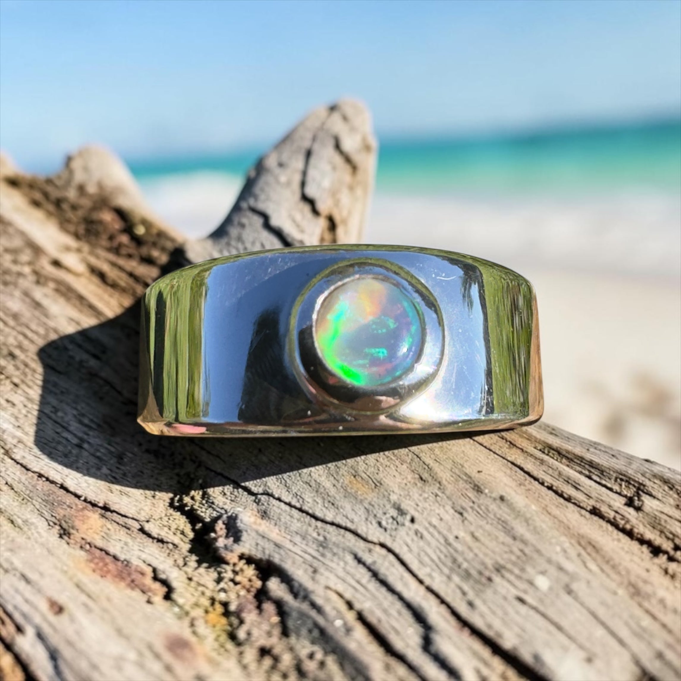 0.3ct Lightning Ridge Opal Ring ~ 'Jervis Deep' | 925 Sterling Silver | Solid Australian Opal