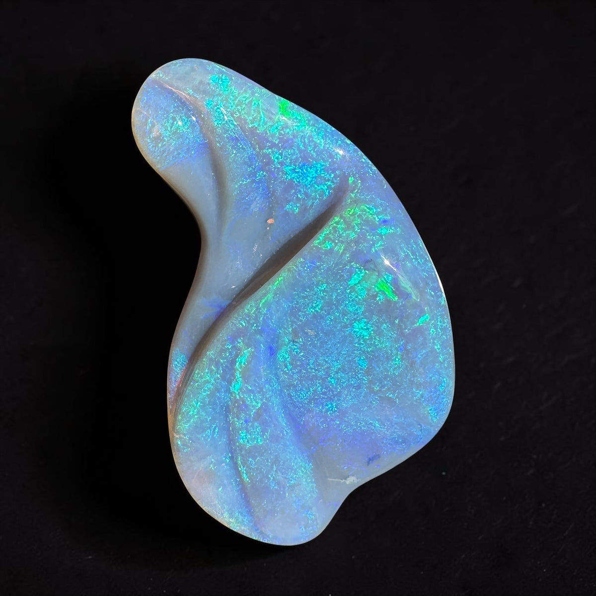 23.8ct Coober Pedy Dark Crystal Opal Carving | Solid Australian Opal | Hand-Carved