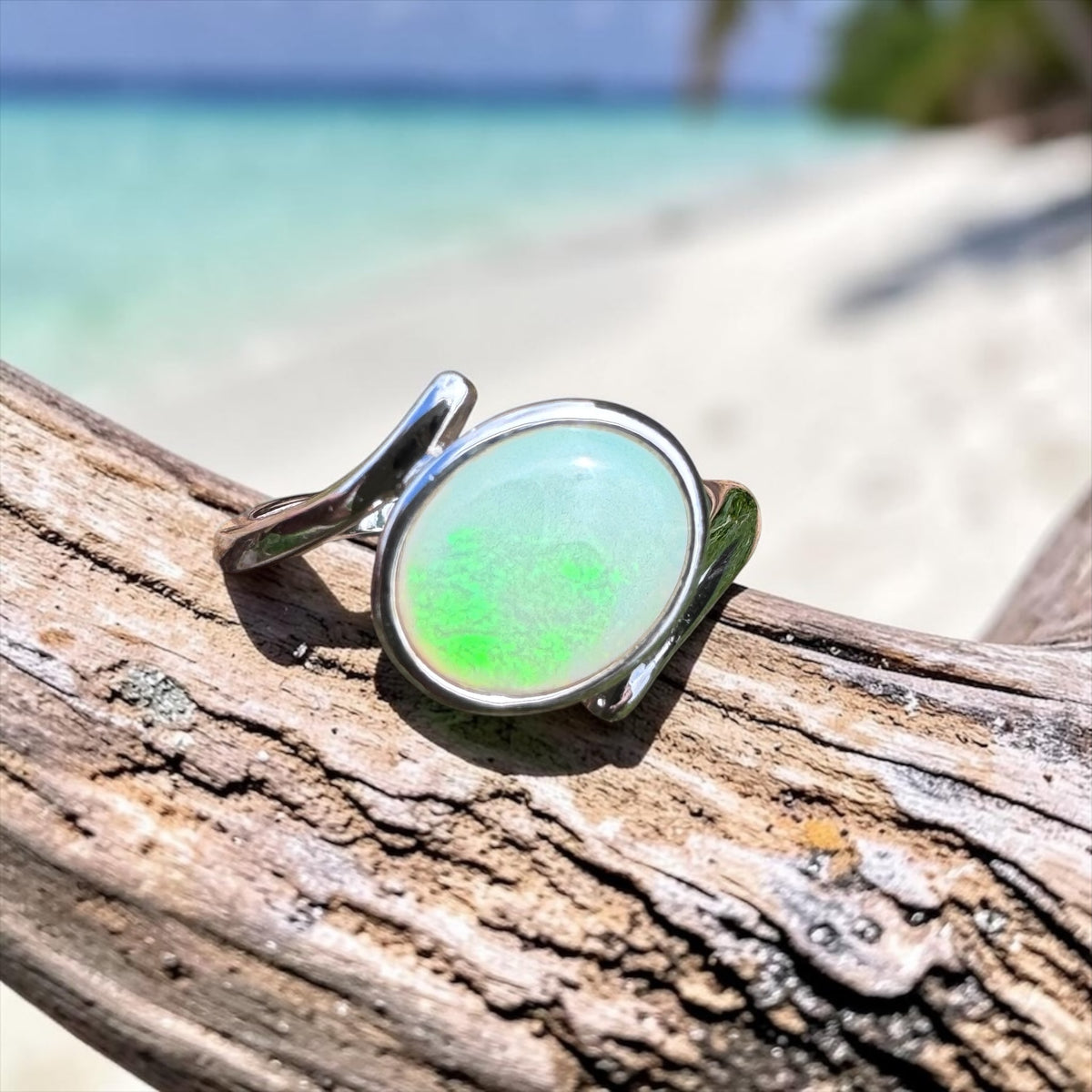 1.1ct Coober Pedy Opal Ring ~ 'Manly Wave' | 925 Sterling Silver | Solid Australian Opal