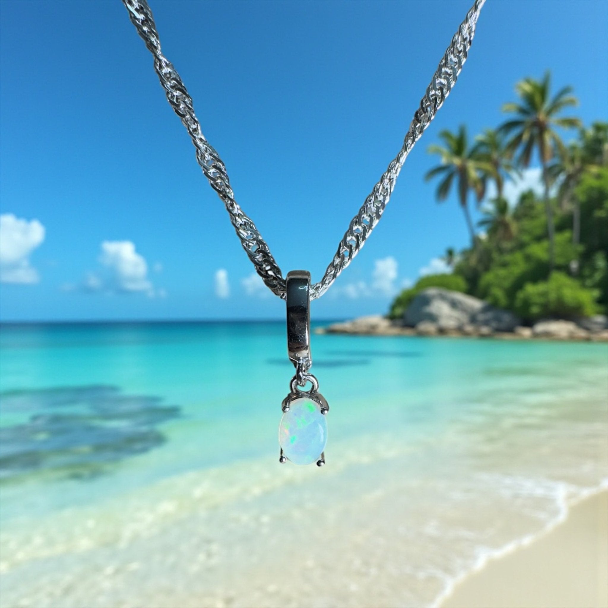 Agnes Waters ~ 0.3ct Lightning Ridge Opal 925 Silver Pendant