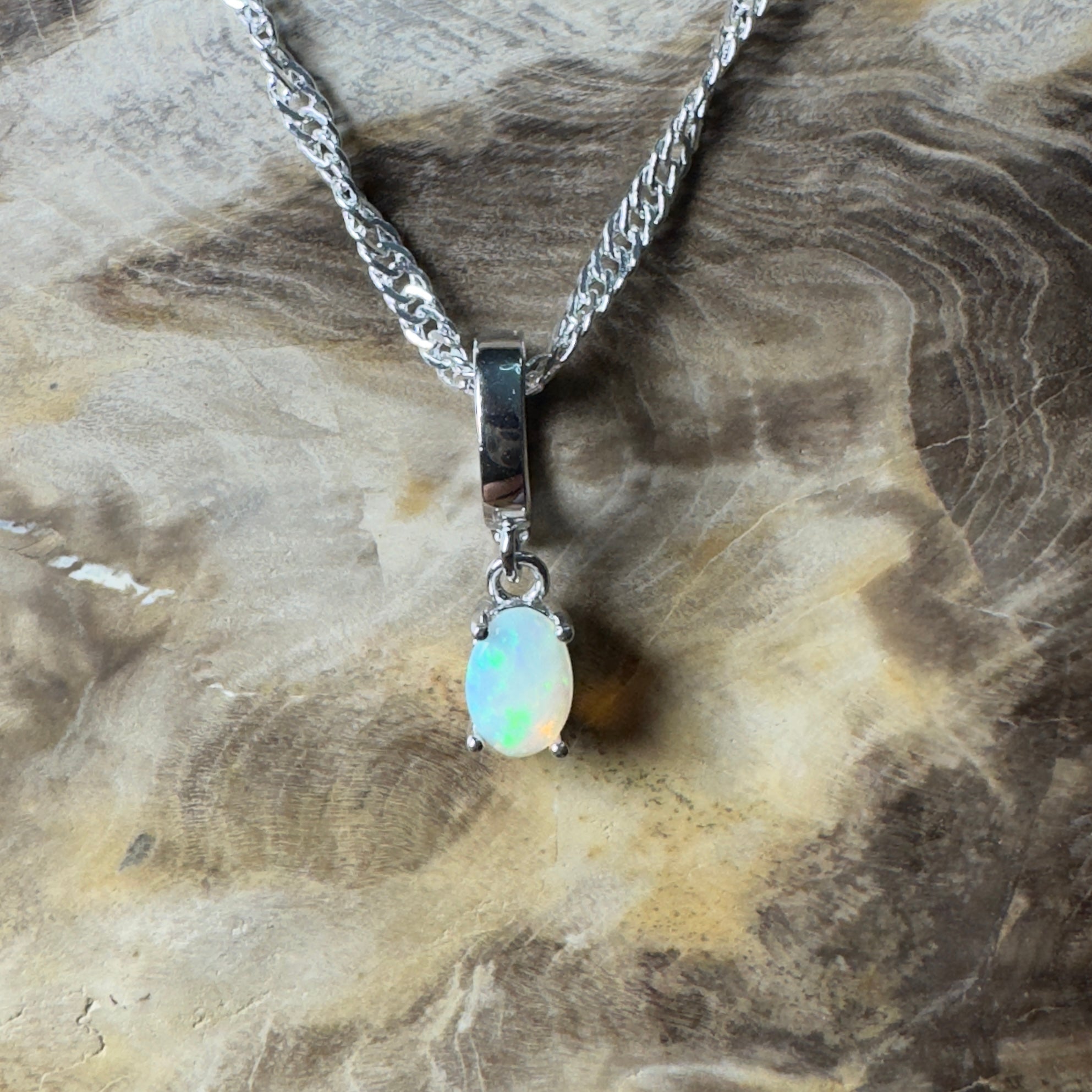 Agnes Waters ~ 0.3ct Lightning Ridge Opal 925 Silver Pendant