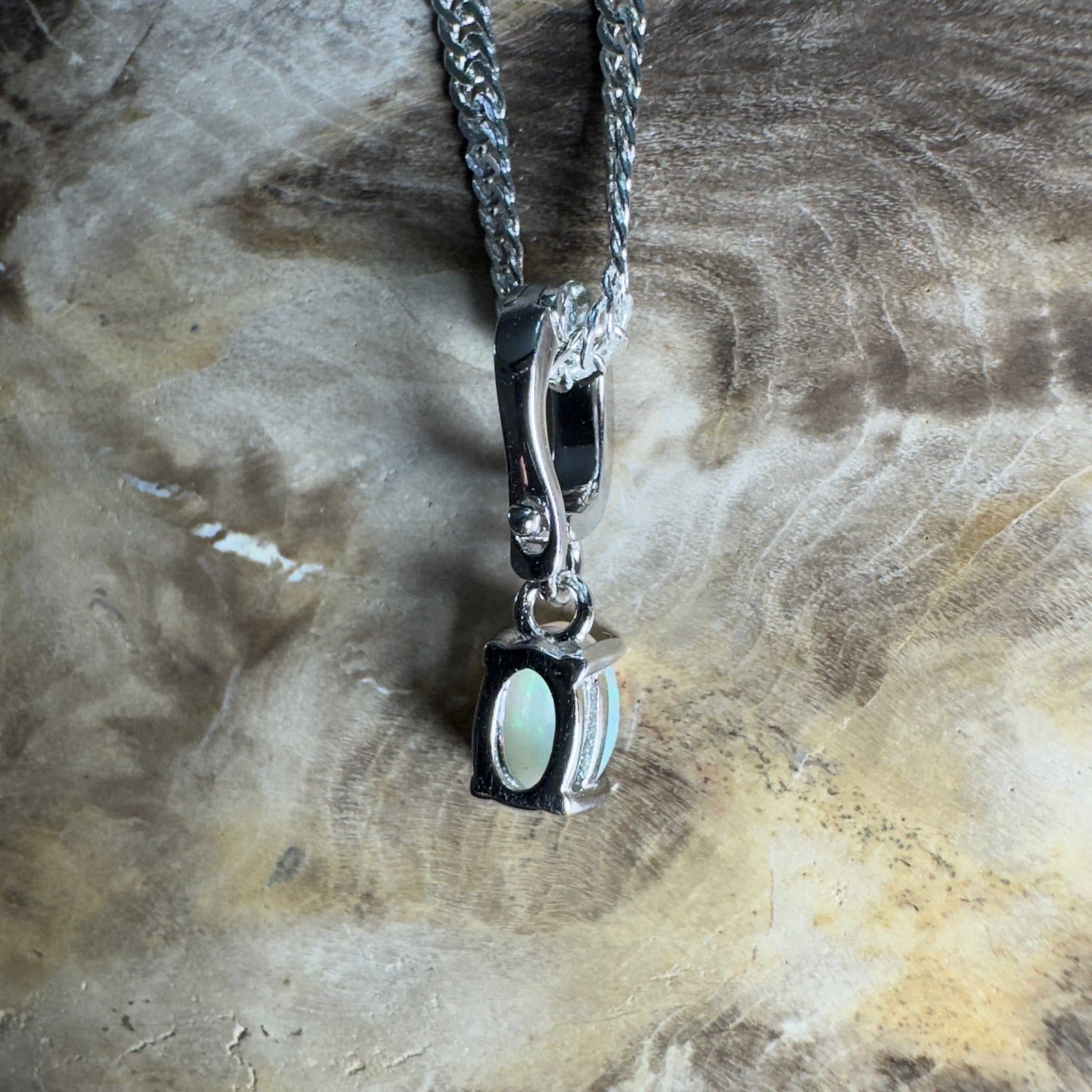 Agnes Waters ~ 0.3ct Lightning Ridge Opal 925 Silver Pendant