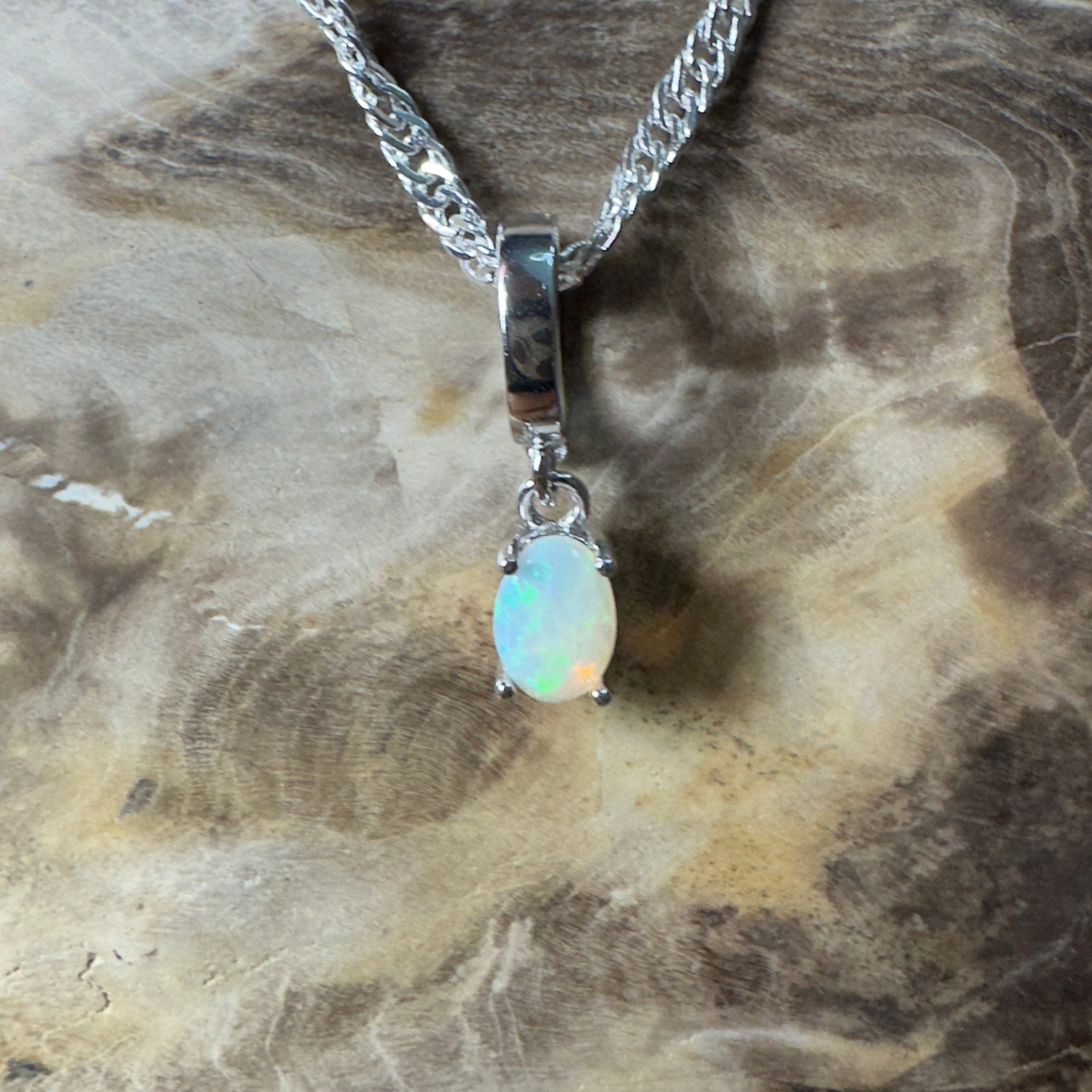 Agnes Waters ~ 0.3ct Lightning Ridge Opal 925 Silver Pendant
