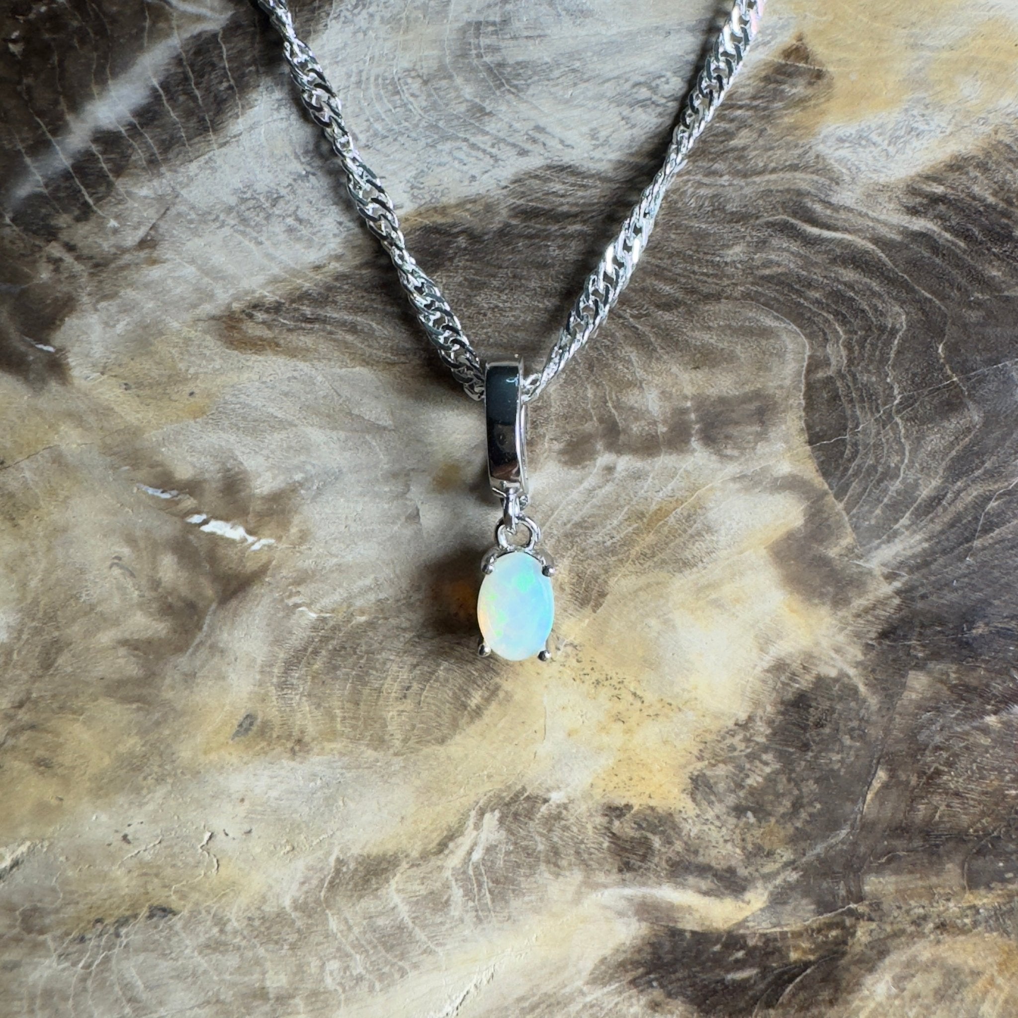 Agnes Waters ~ 0.3ct Lightning Ridge Opal 925 Silver Pendant