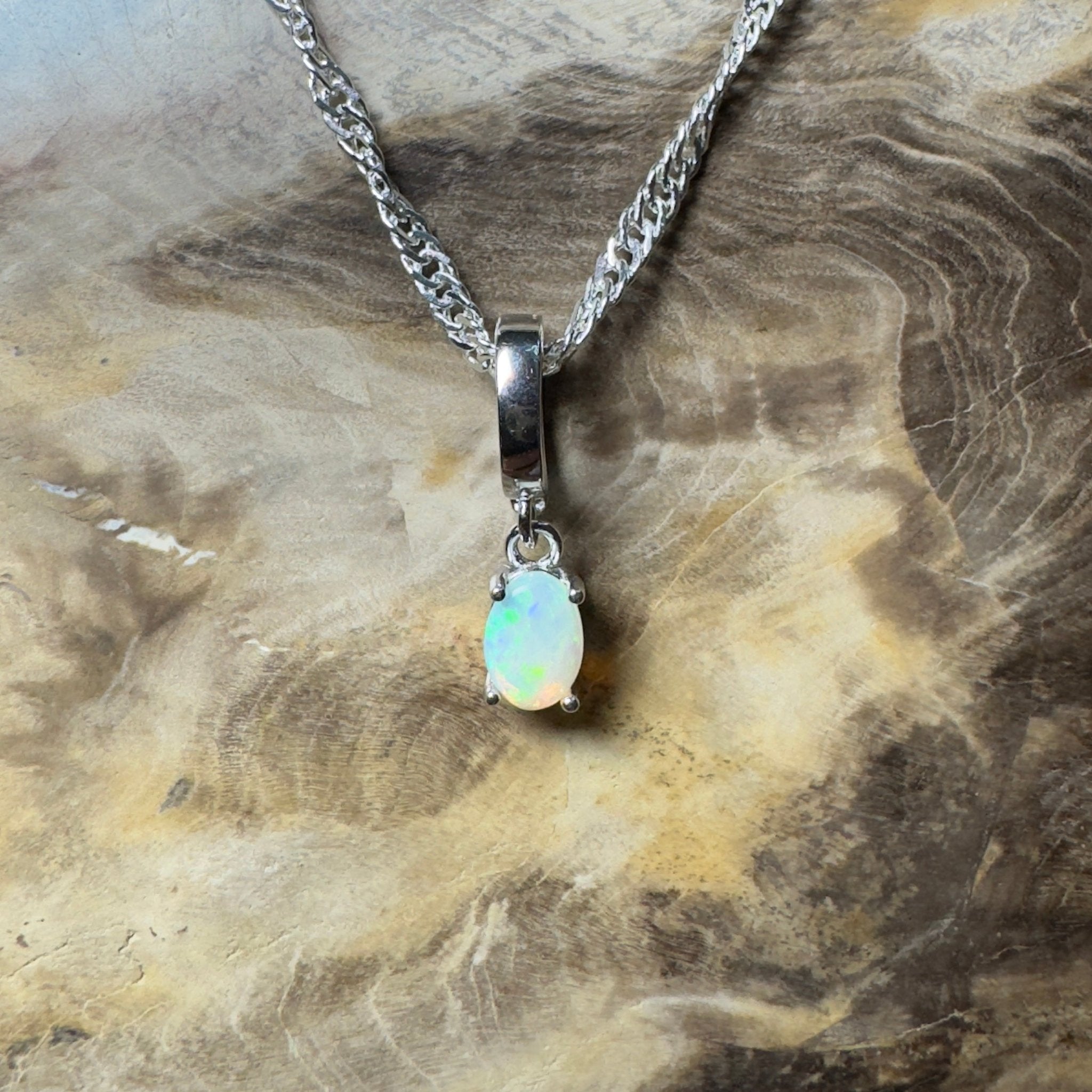 Agnes Waters ~ 0.3ct Lightning Ridge Opal 925 Silver Pendant