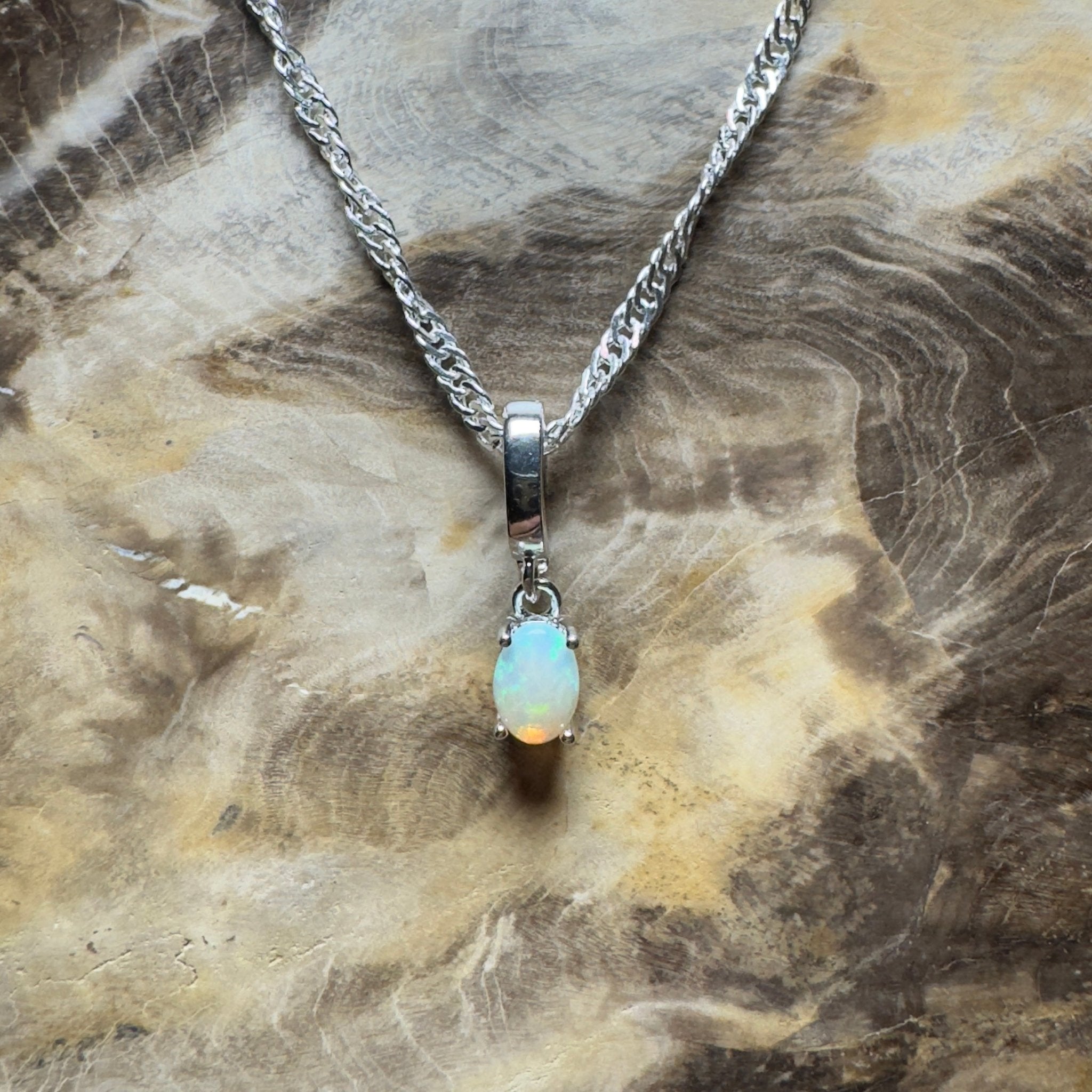 Agnes Waters ~ 0.3ct Lightning Ridge Opal 925 Silver Pendant
