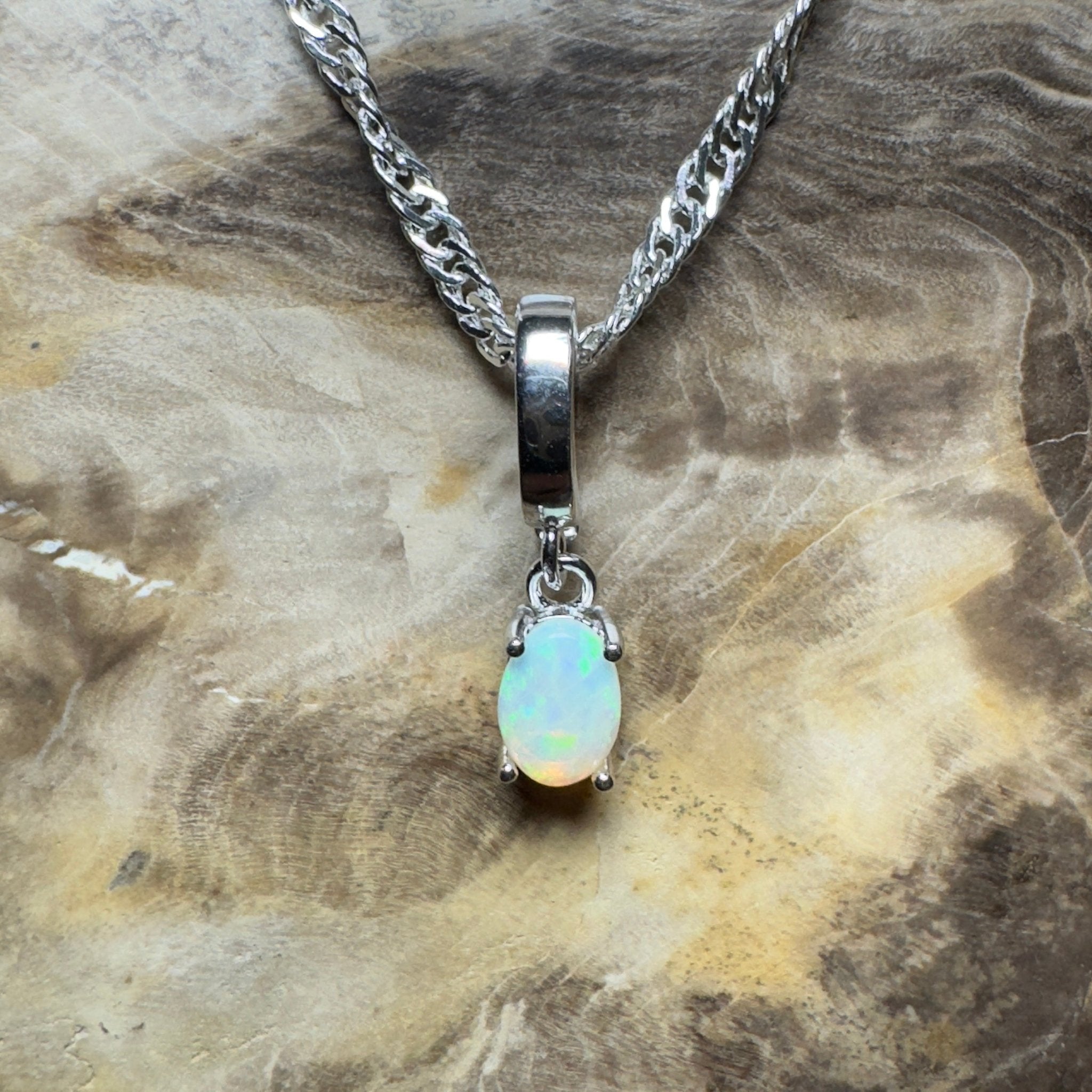 Agnes Waters ~ 0.3ct Lightning Ridge Opal 925 Silver Pendant