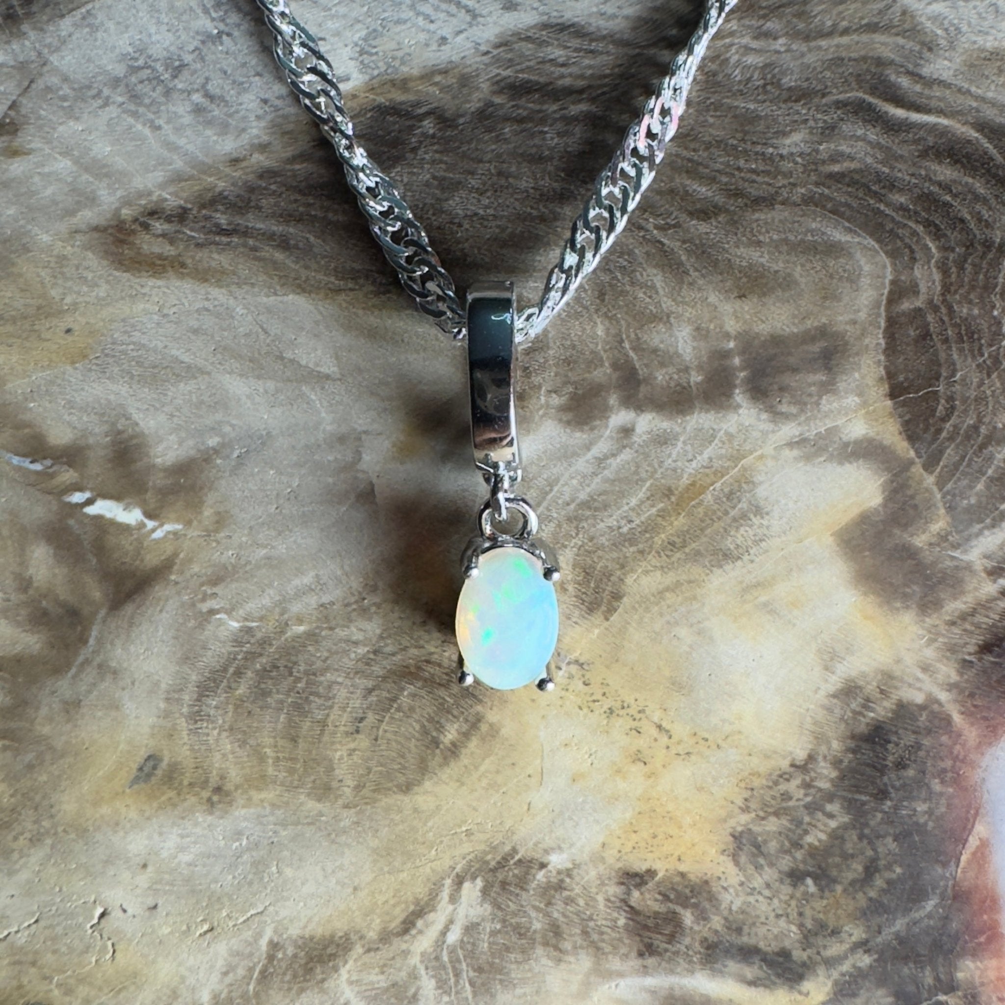 Agnes Waters ~ 0.3ct Lightning Ridge Opal 925 Silver Pendant