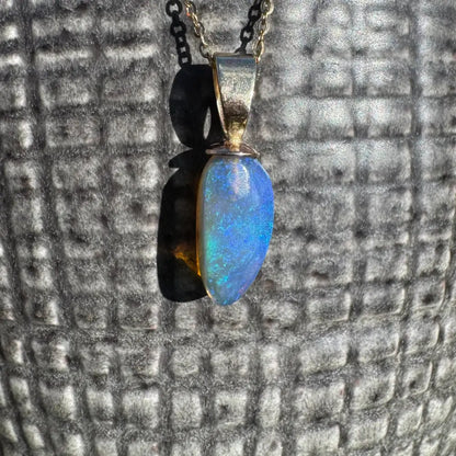Opal pendant with silver bail and chain from Airlie Waters handcrafted 9ct gold collection