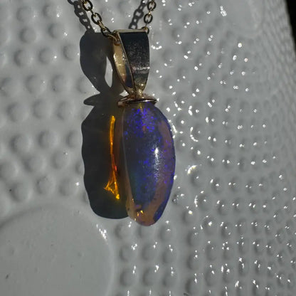 Opal pendant with silver chain from Airlie Waters featuring a Lightning Ridge 2ct opal